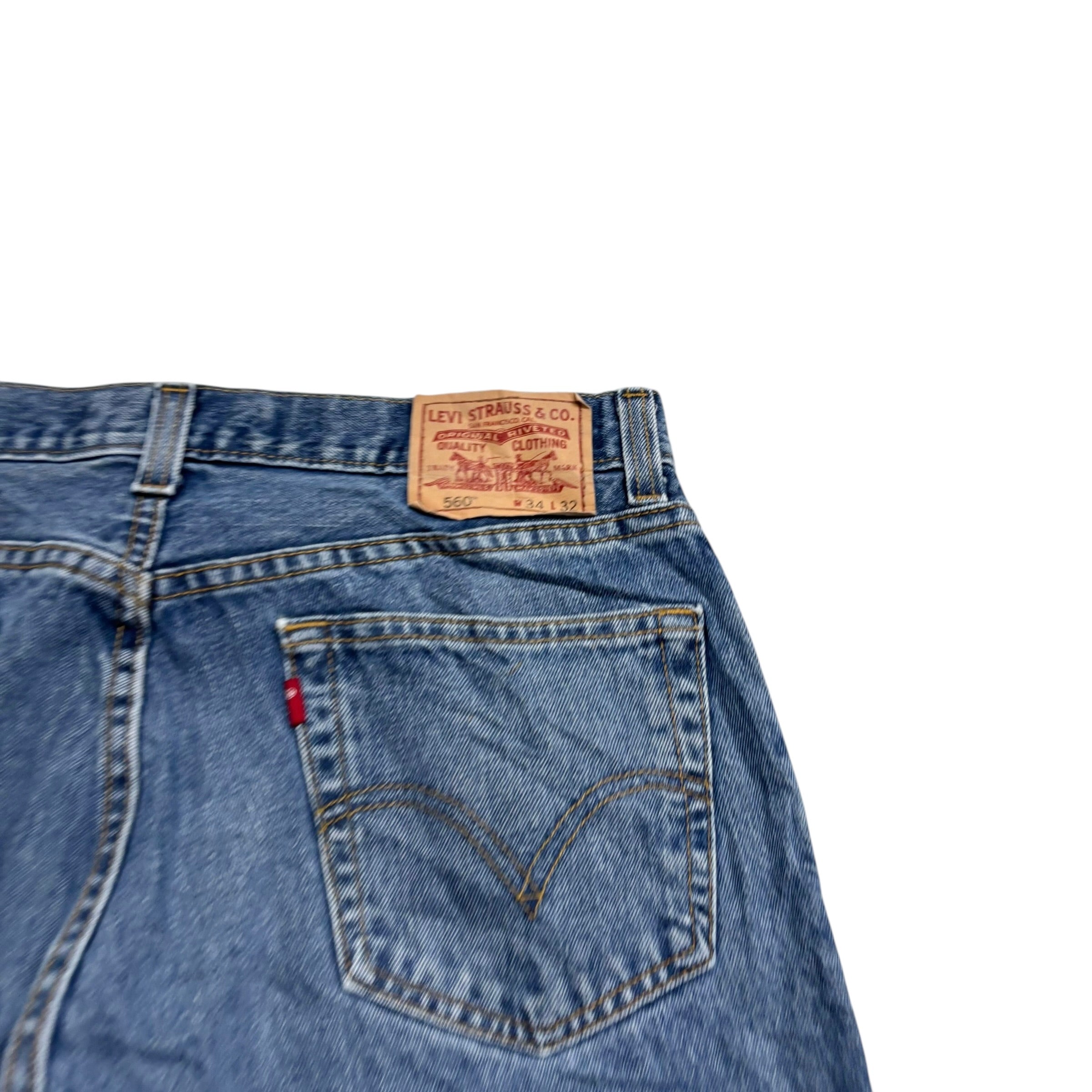 Levis 560 Jeans W34 L32 Mens Mid Blue Baggy Relaxed Comfort Fit Vintage Denim