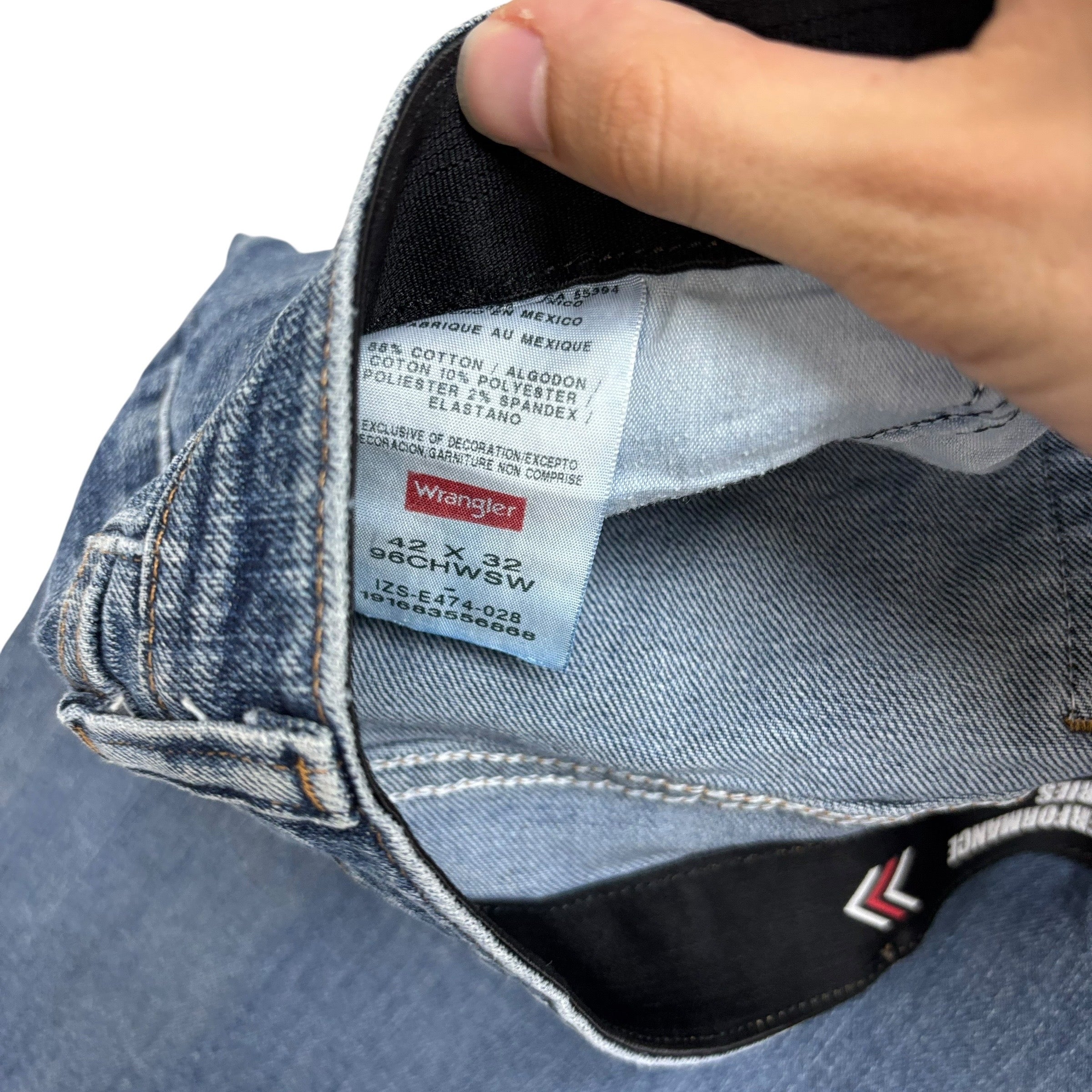 Wrangler Jeans W42 L32 Mens Mid Blue Regular Straight Fit Stretch Denim (F)