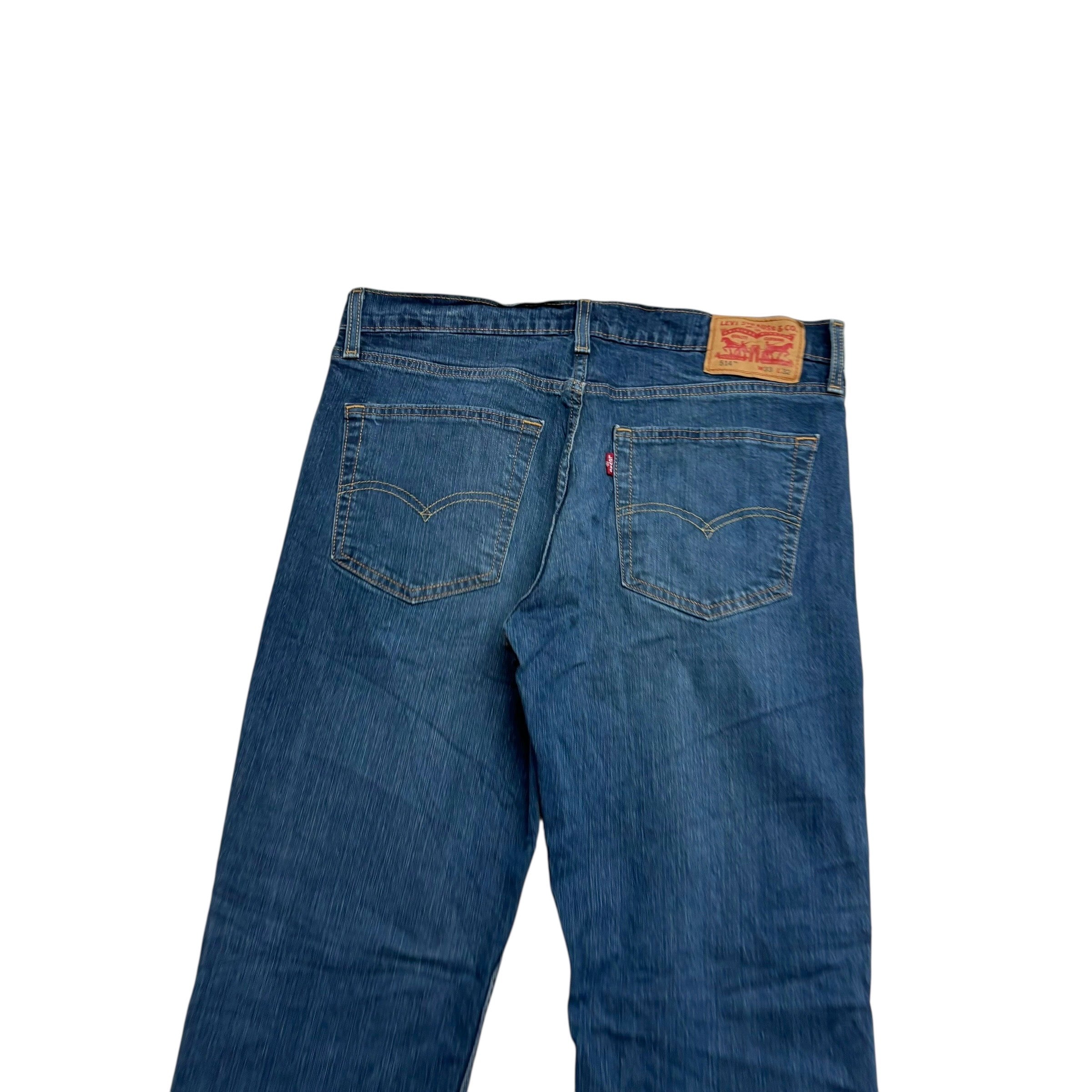 Levis 514 Jeans W33 L32 Mens Dark Blue Regular Straight Fit Stretch Denim (E)