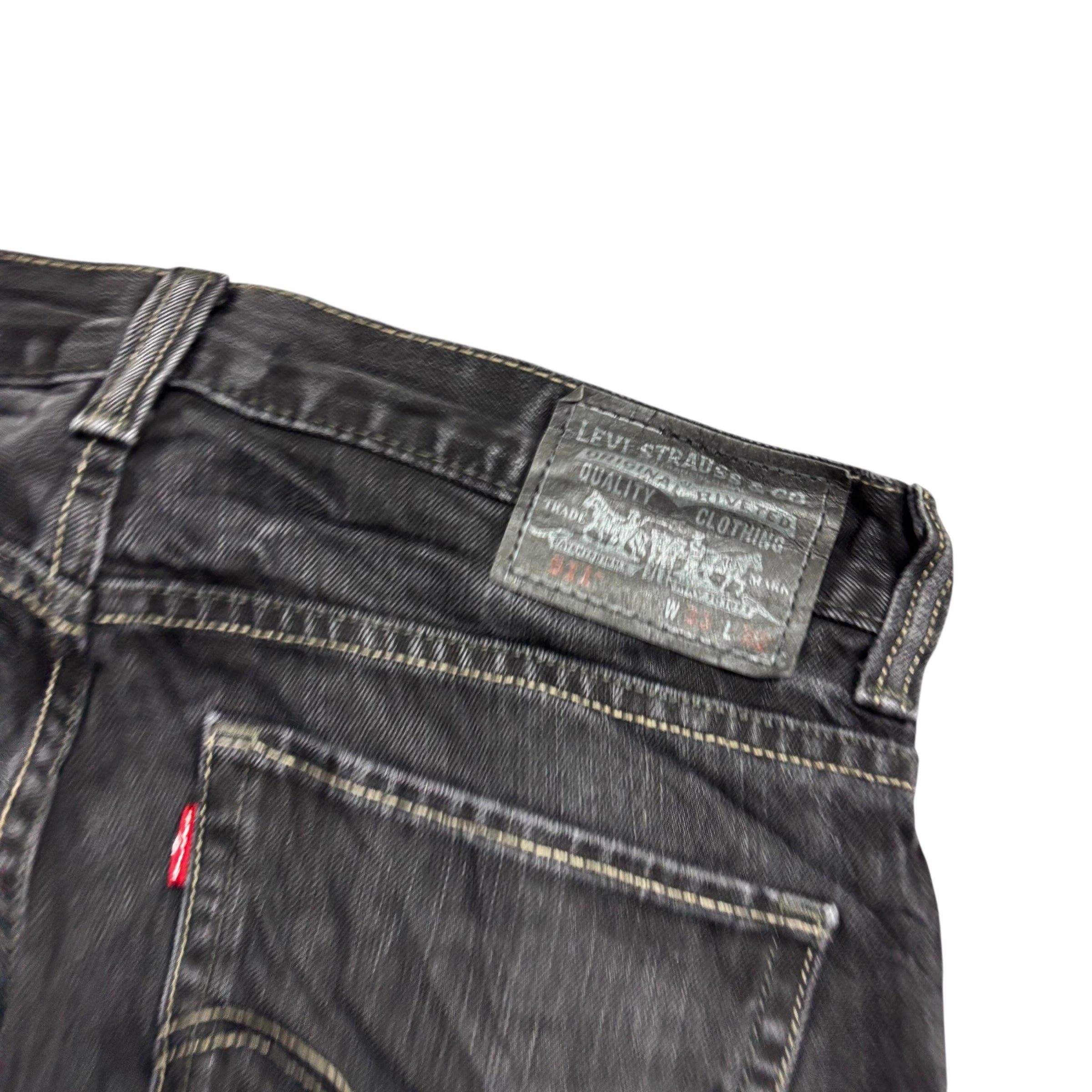 Levis 511 Jeans W33 L33 Mens Black Slim Fit Vintage Denim (E)