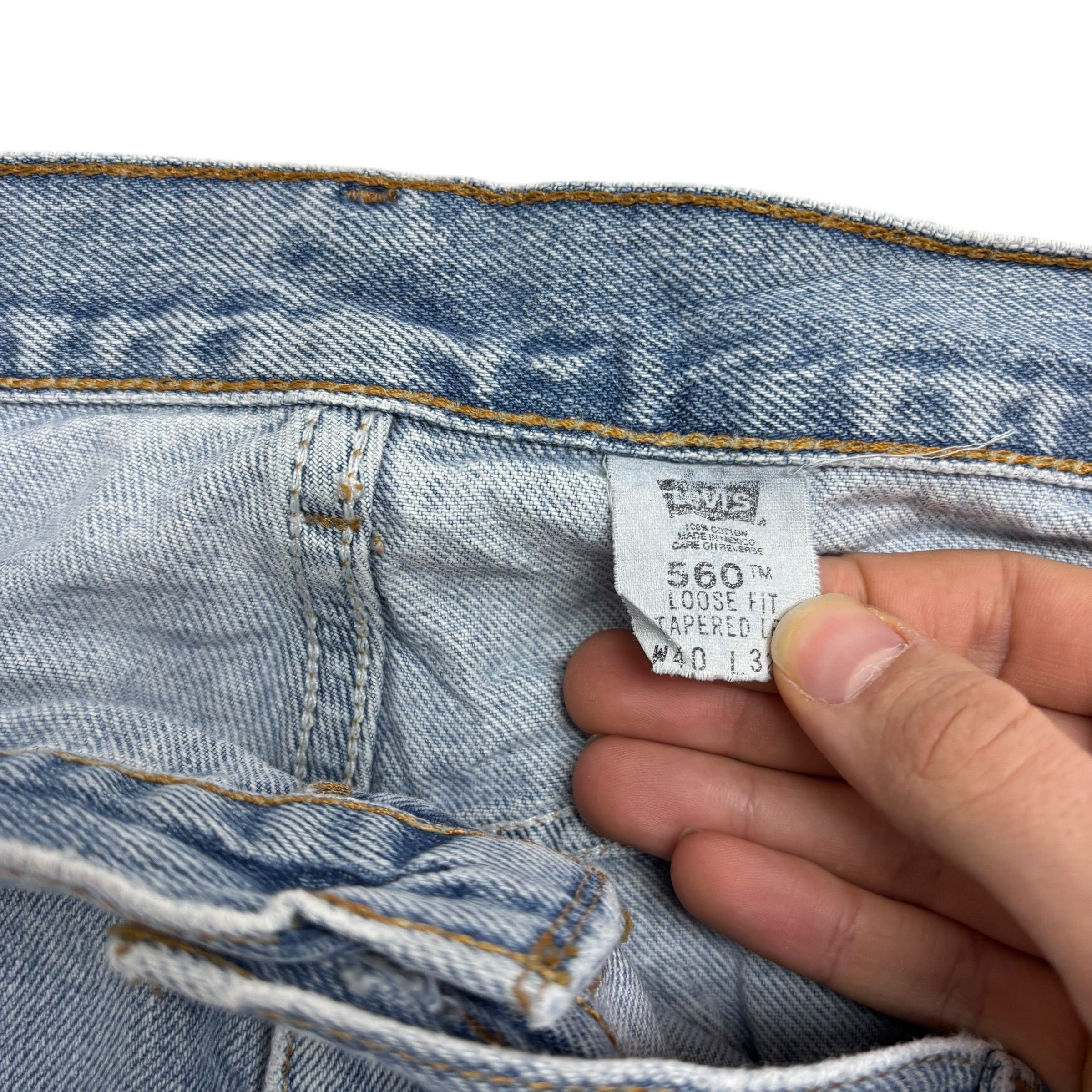 Levis 560 Jeans W40 L32 Mens Light Blue Relaxed Tapered Fit Vintage Denim (F)