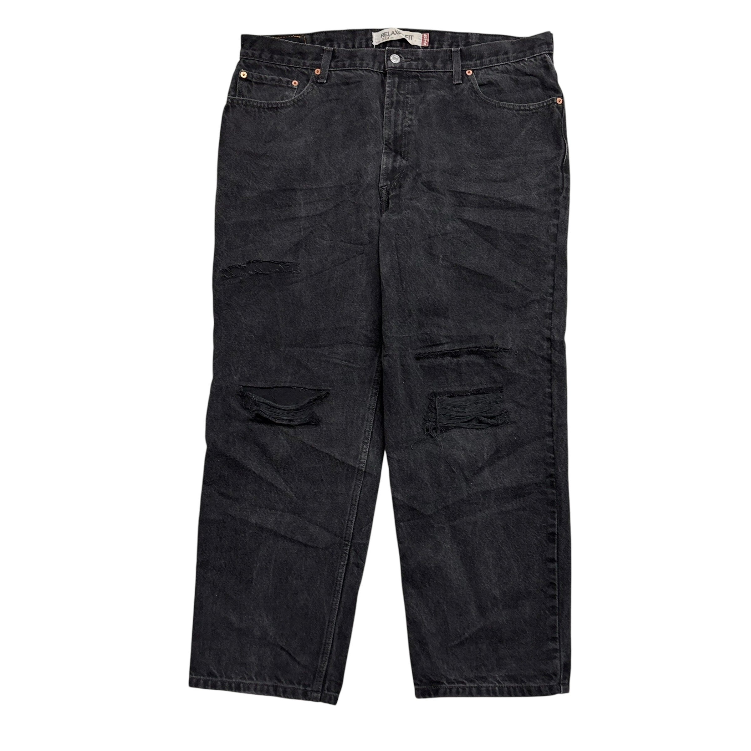 Levis 550 Jeans W40 L30 Mens Black Baggy Relaxed Straight Vintage Distressed (E)