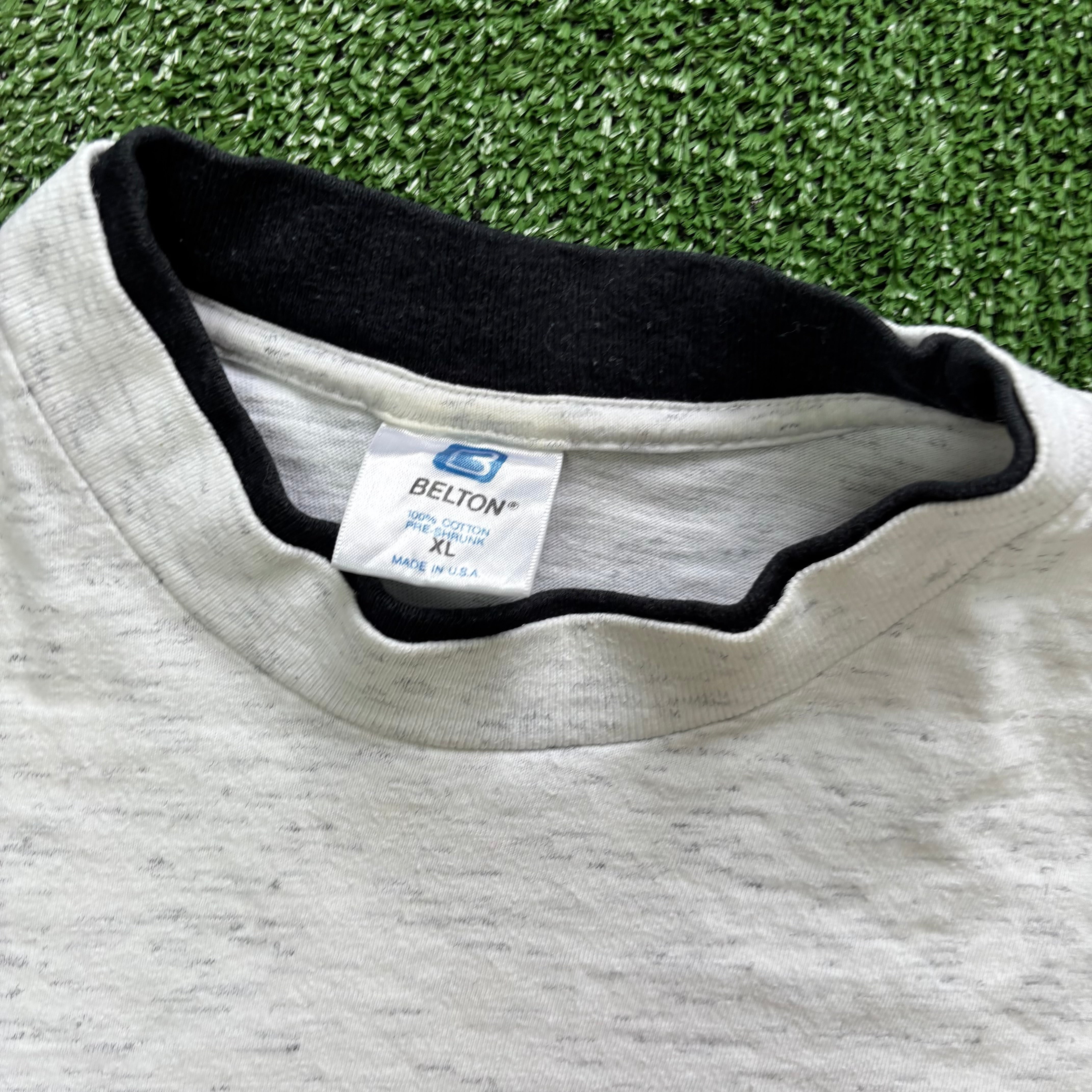 Vintage T Shirt Mens Large Grey Single Stitch Graphic Print 90s USA