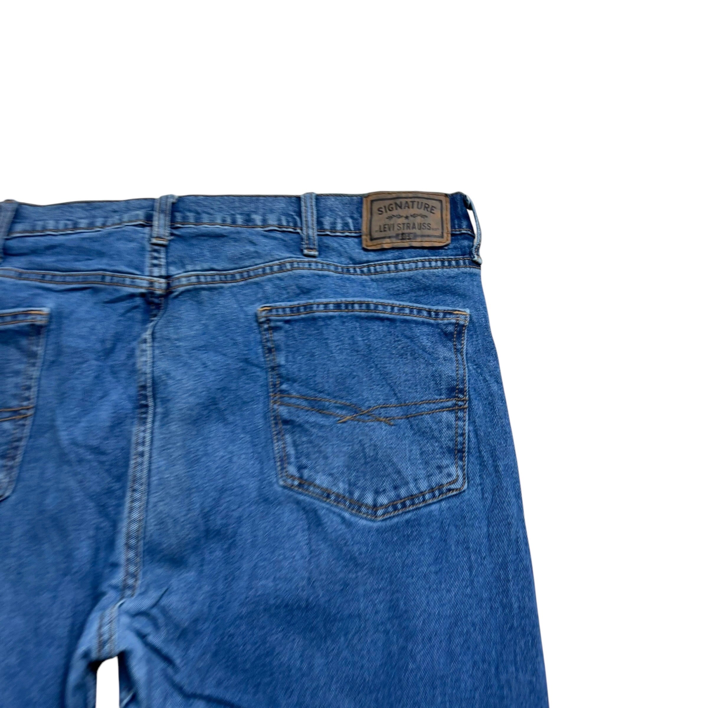 Levis Signature Jeans W42 L32 Mens Mid Blue Regular Straight Fit Stretch Denim