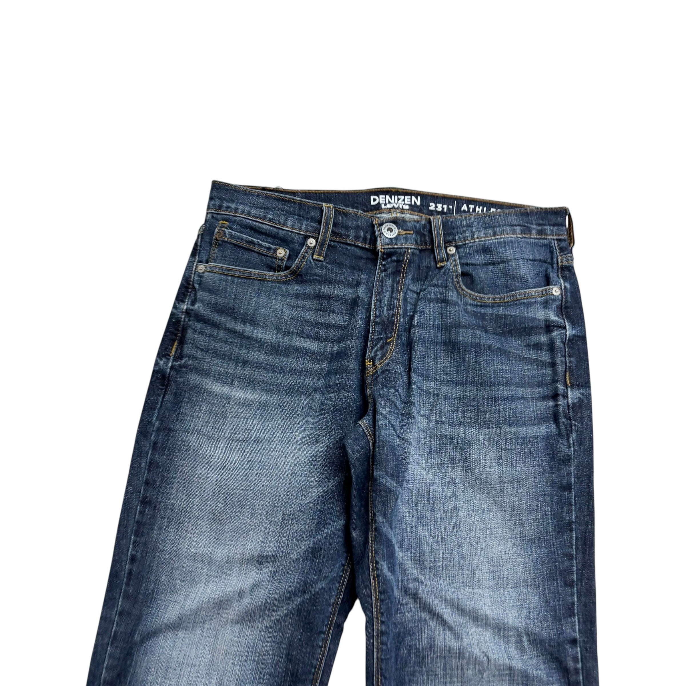 Levis Denizen Jeans W33 L30 Mens Dark Blue Athletic Fit Stretch Denim (E)