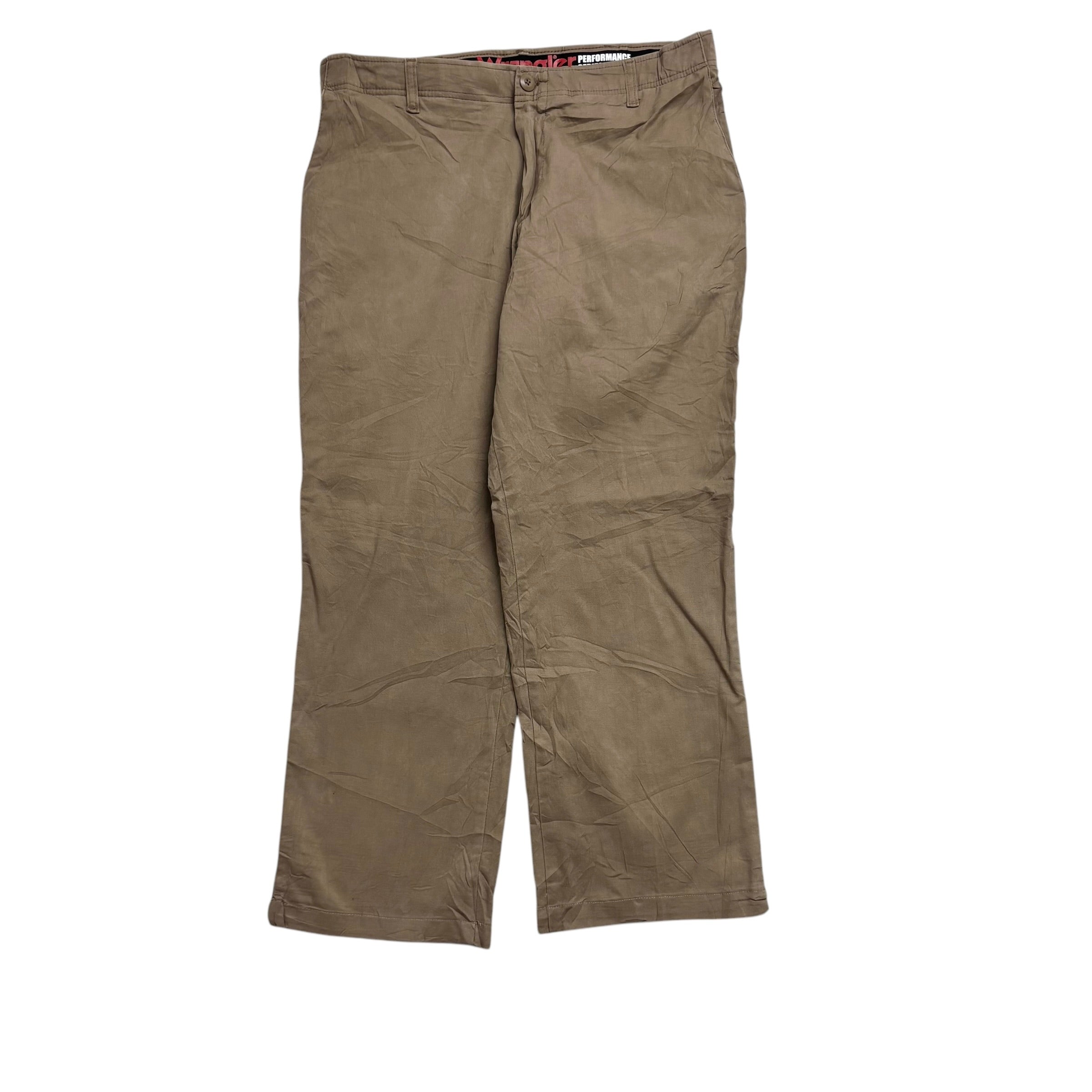Wrangler Trousers W34 L28 Mens Brown Relaxed Straight Fit Stretch Cotton Pants