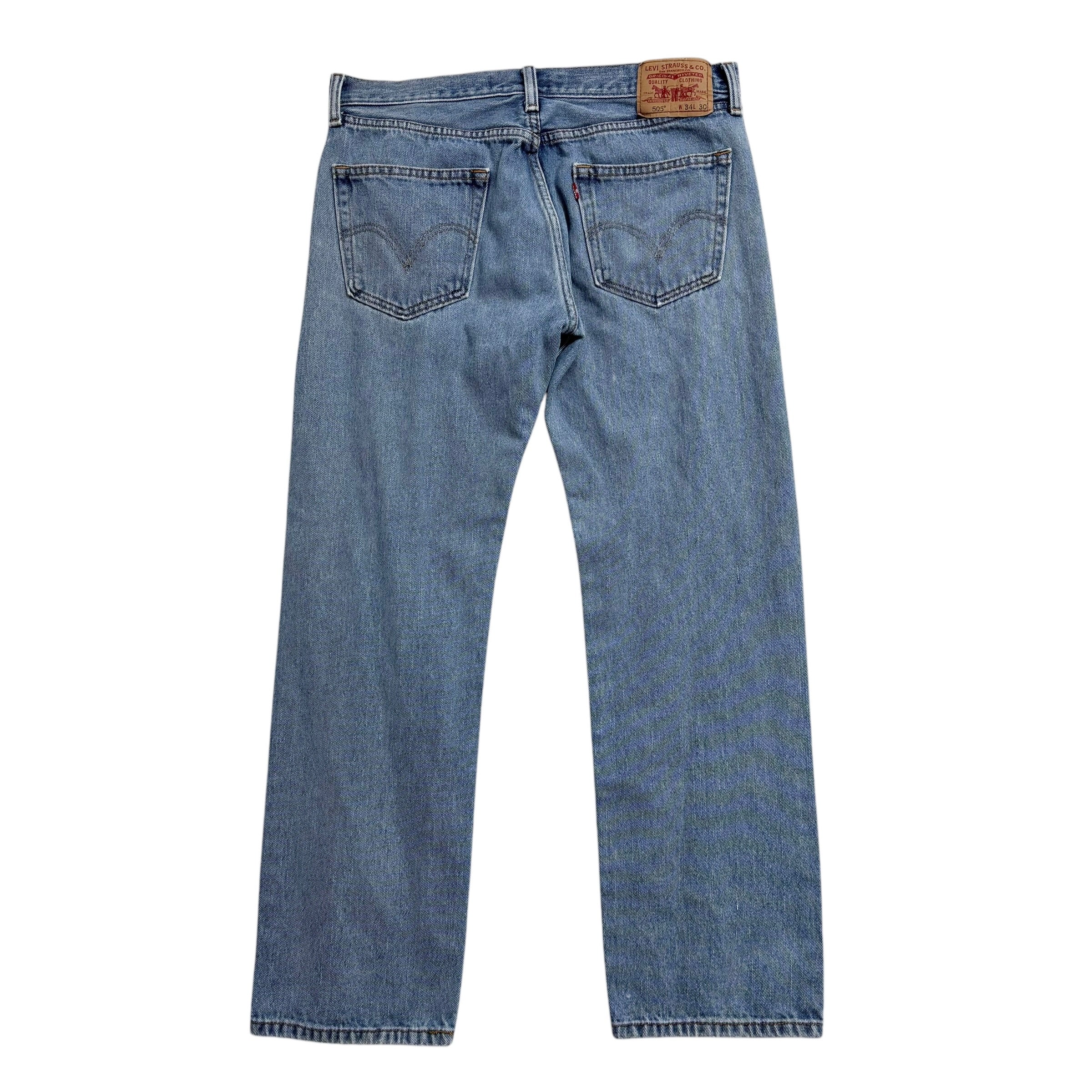 Levis 505 Jeans W34 L30 Mens Light Blue Regular Straight Fit Vintage Denim