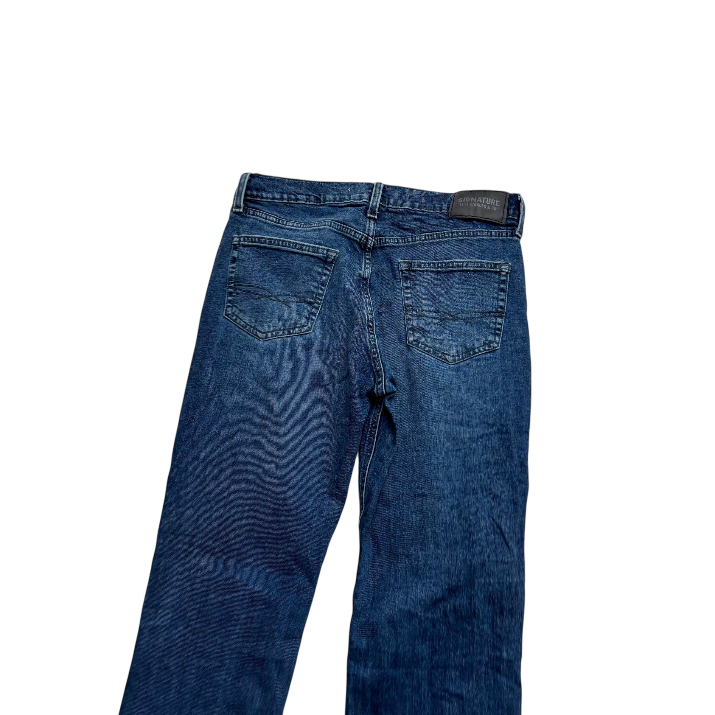 Levis Signature Jeans W30 L31 Mens Navy Blue Athletic Taper Stretch Denim (E)