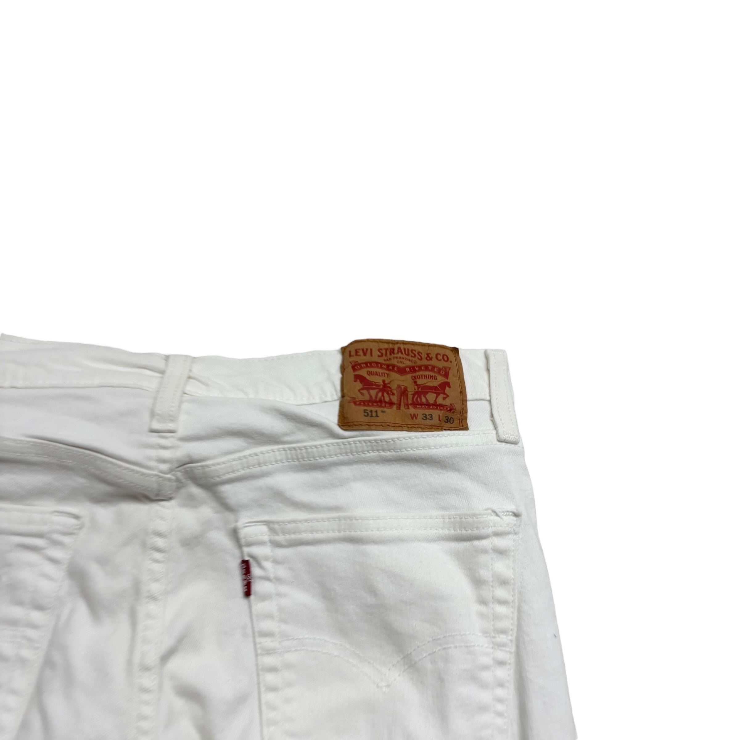 Levis 511 Jeans W33 L30 Mens White Slim Fit Stretch Denim