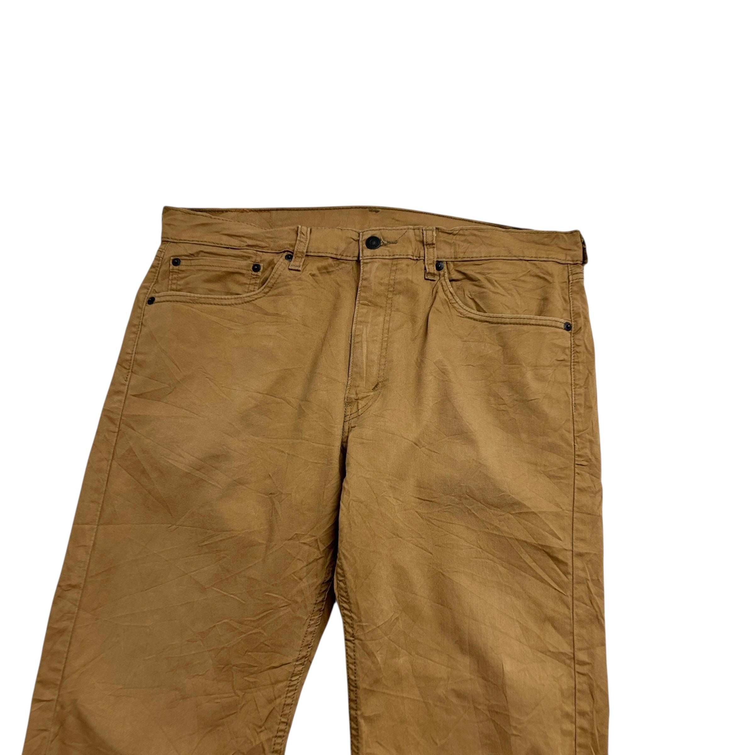 Levis 505 Jeans W36 L32 Mens Tan Regular Straight Fit Stretch Denim (E)