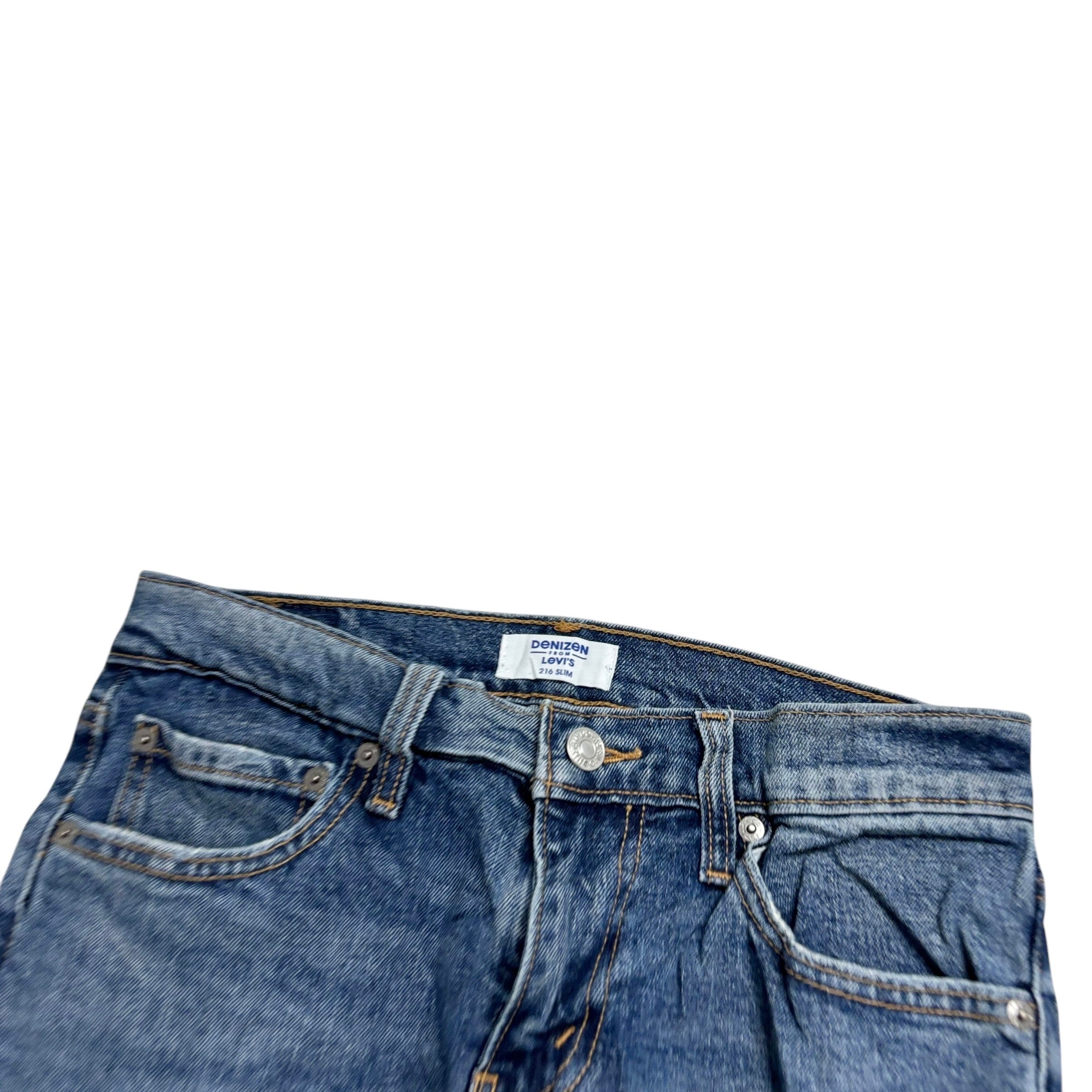 Levis Denizen Jeans W28 L30 Mens Mid Blue Slim Fit Stretch Denim (E)