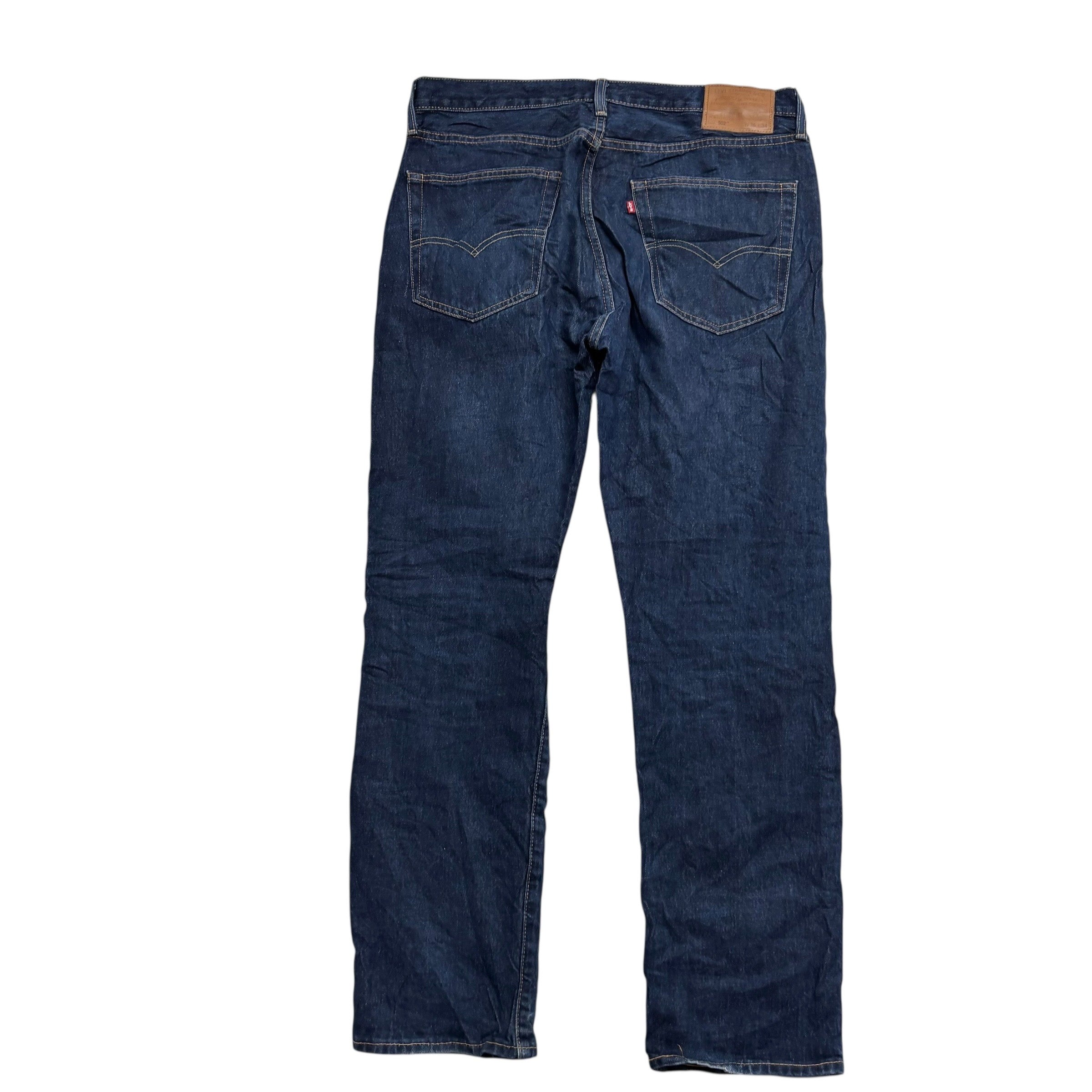 Levis 502 Jeans W36 L33 Mens Dark Blue Regular Tapered Fit Stretch Denim (E)