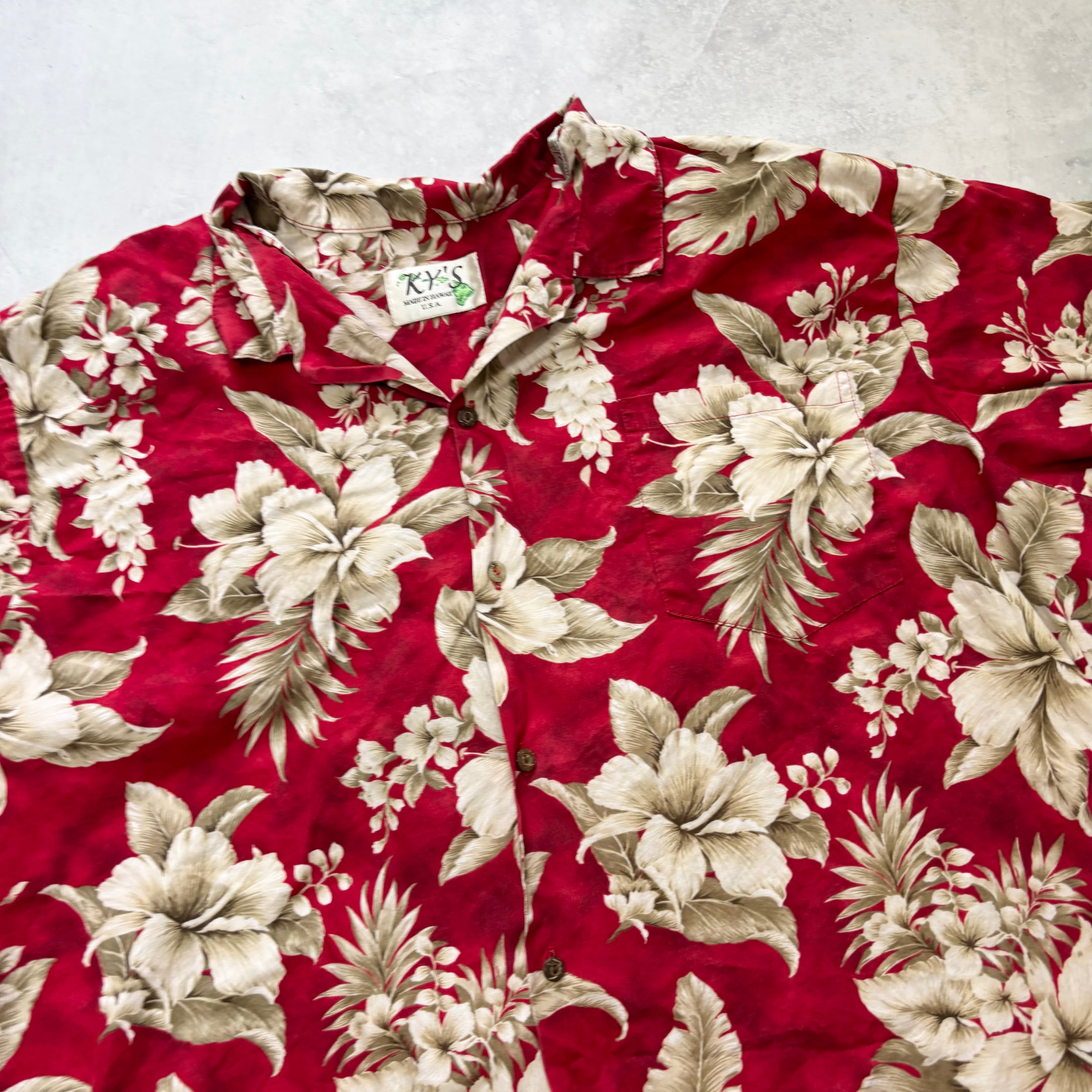 Vintage Hawaiian Shirt Mens 4XL Red Floral Aloha Short Sleeve (E)