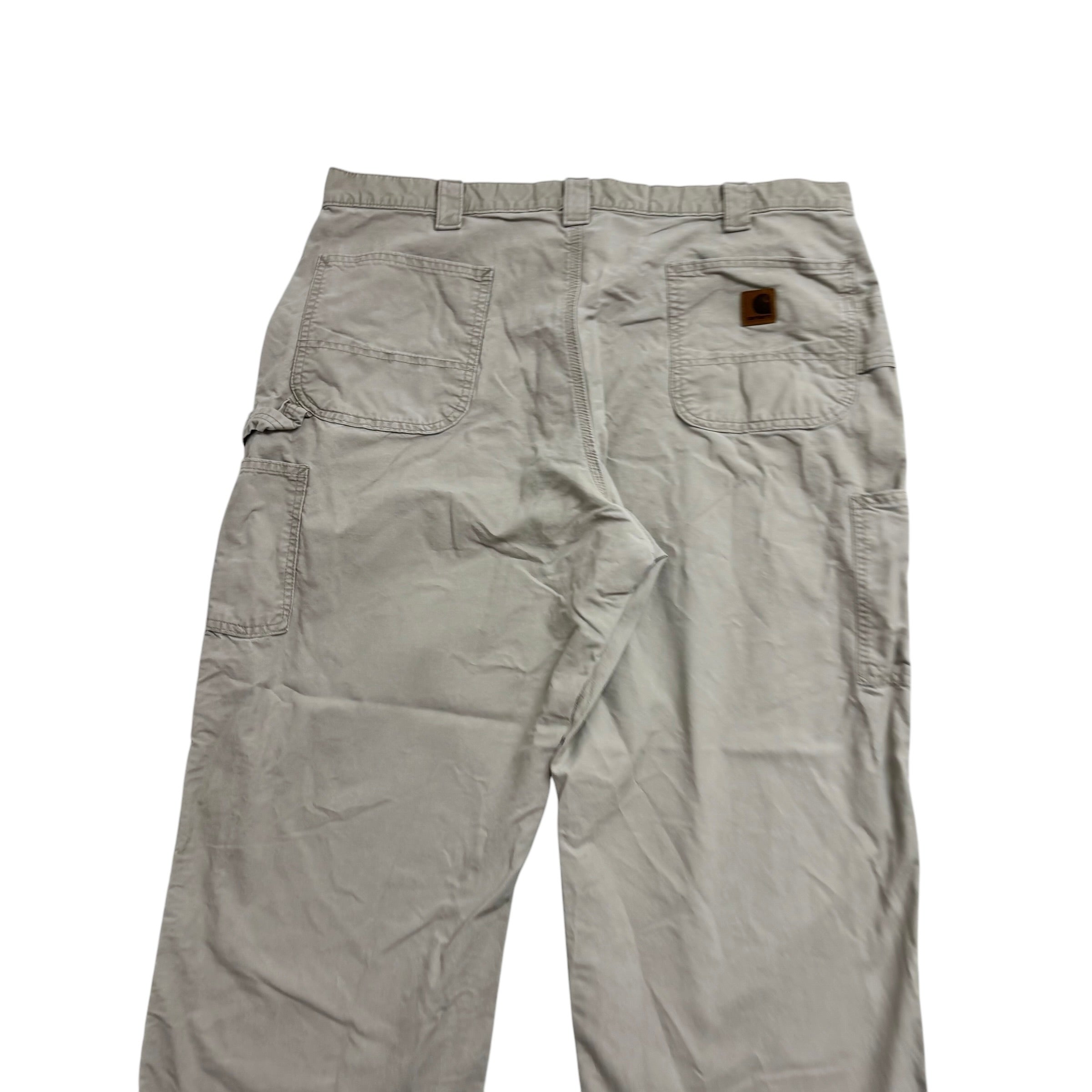 Carhartt Carpenter Pants W42 L30 Mens Cream Relaxed Baggy Straight Fit Trousers