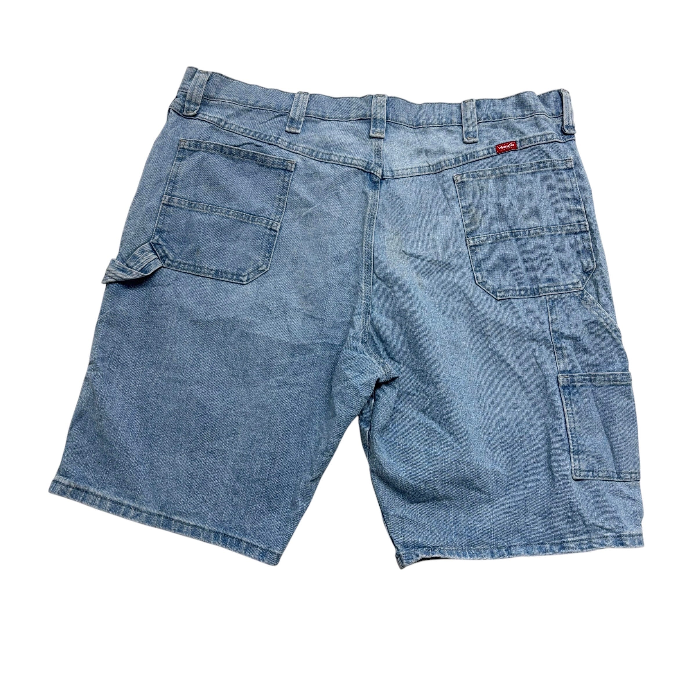 Wrangler Jorts W42 Mens Light Blue Denim Shorts Relaxed Stretch Carpenter (F)