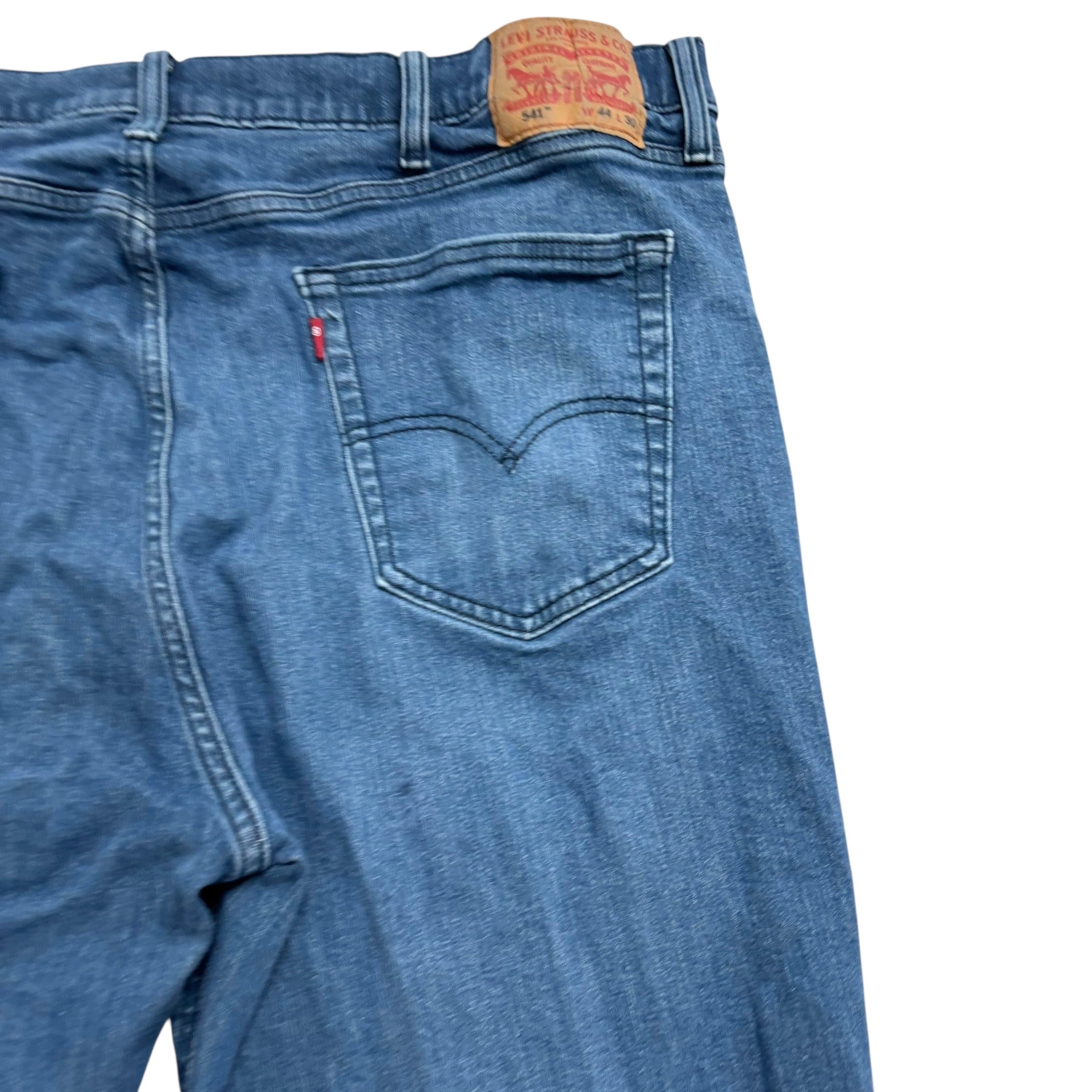 Levis 541 Jeans W44 L29 Mens Navy Blue Athletic Tapered Fit Stretch Denim