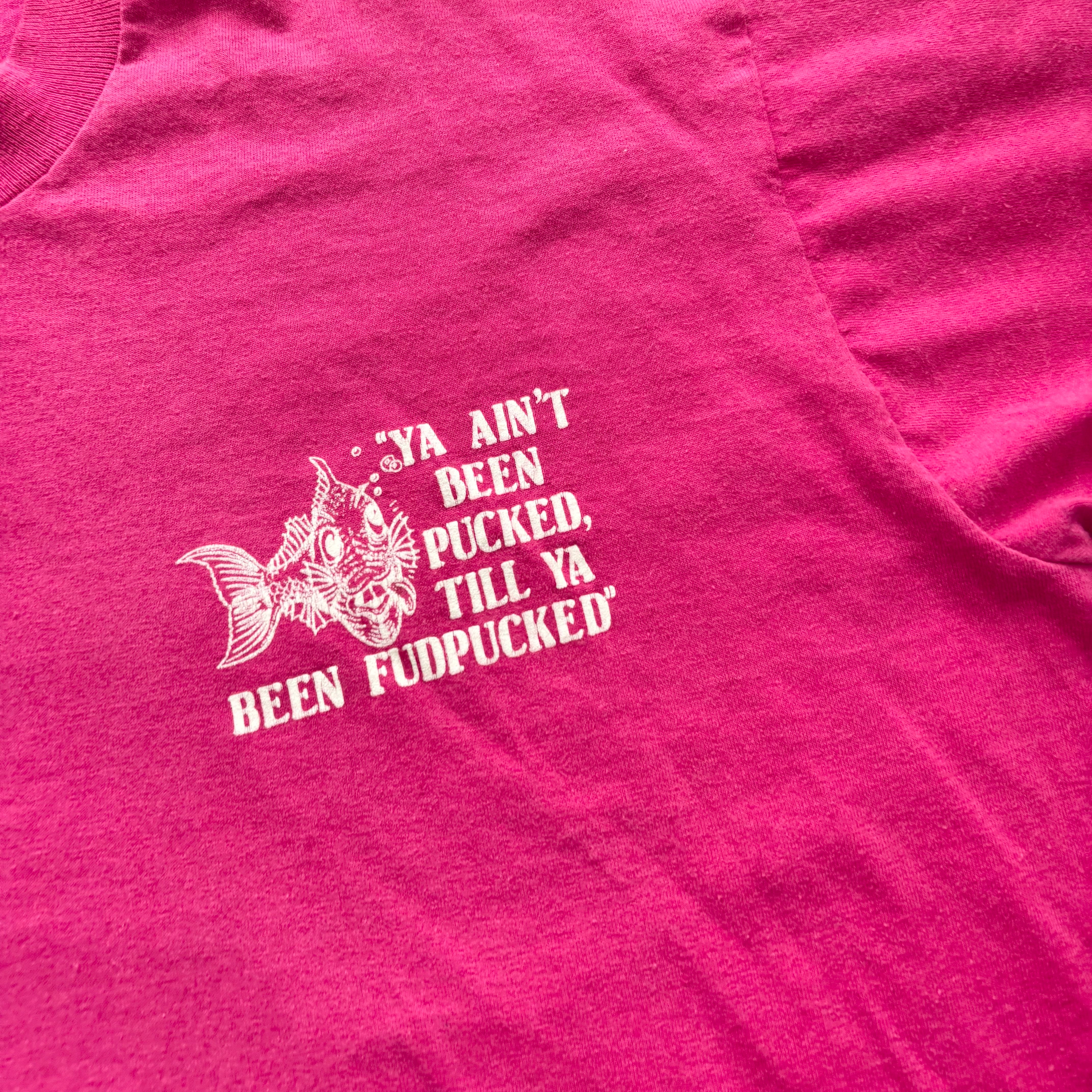 Vintage T Shirt Mens Large Pink Single Stitch Graphic Print 90s USA