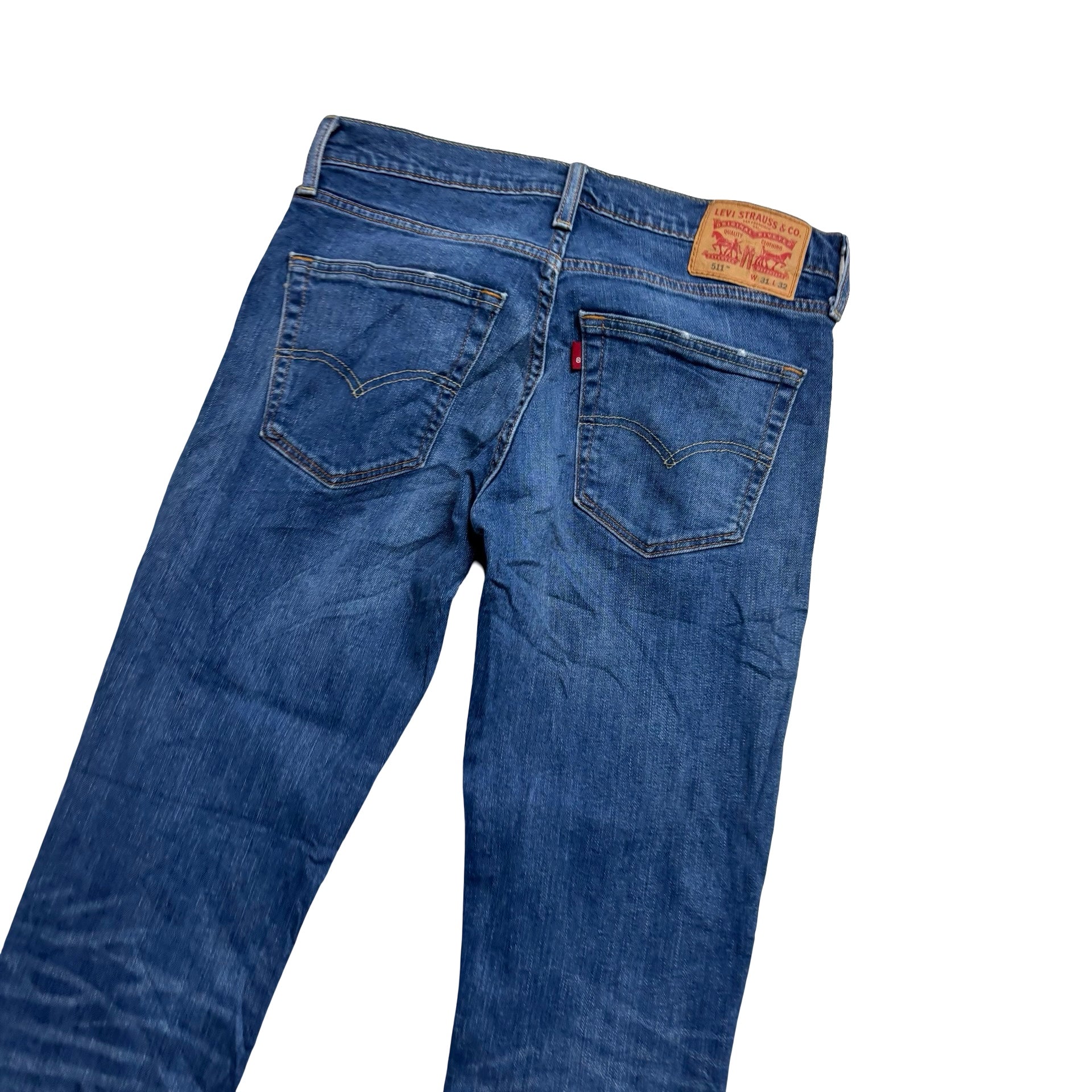 Levis 511 Jeans W31 L32 Mens Mid Blue Slim Fit Stretch Denim (E)