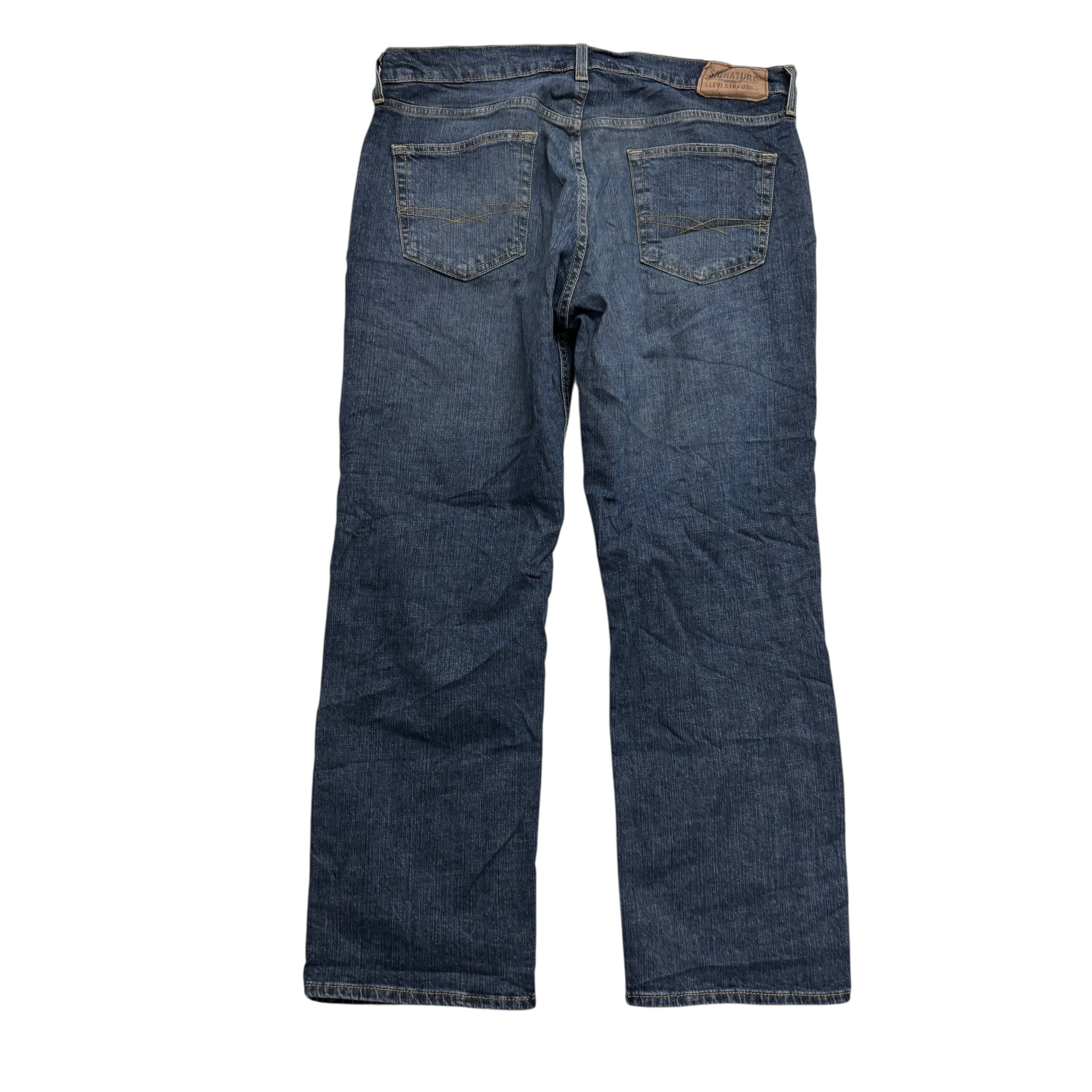 Levis Signature Jeans W36 L29 Mens Dark Blue Relaxed Straight Fit Stretch (E)