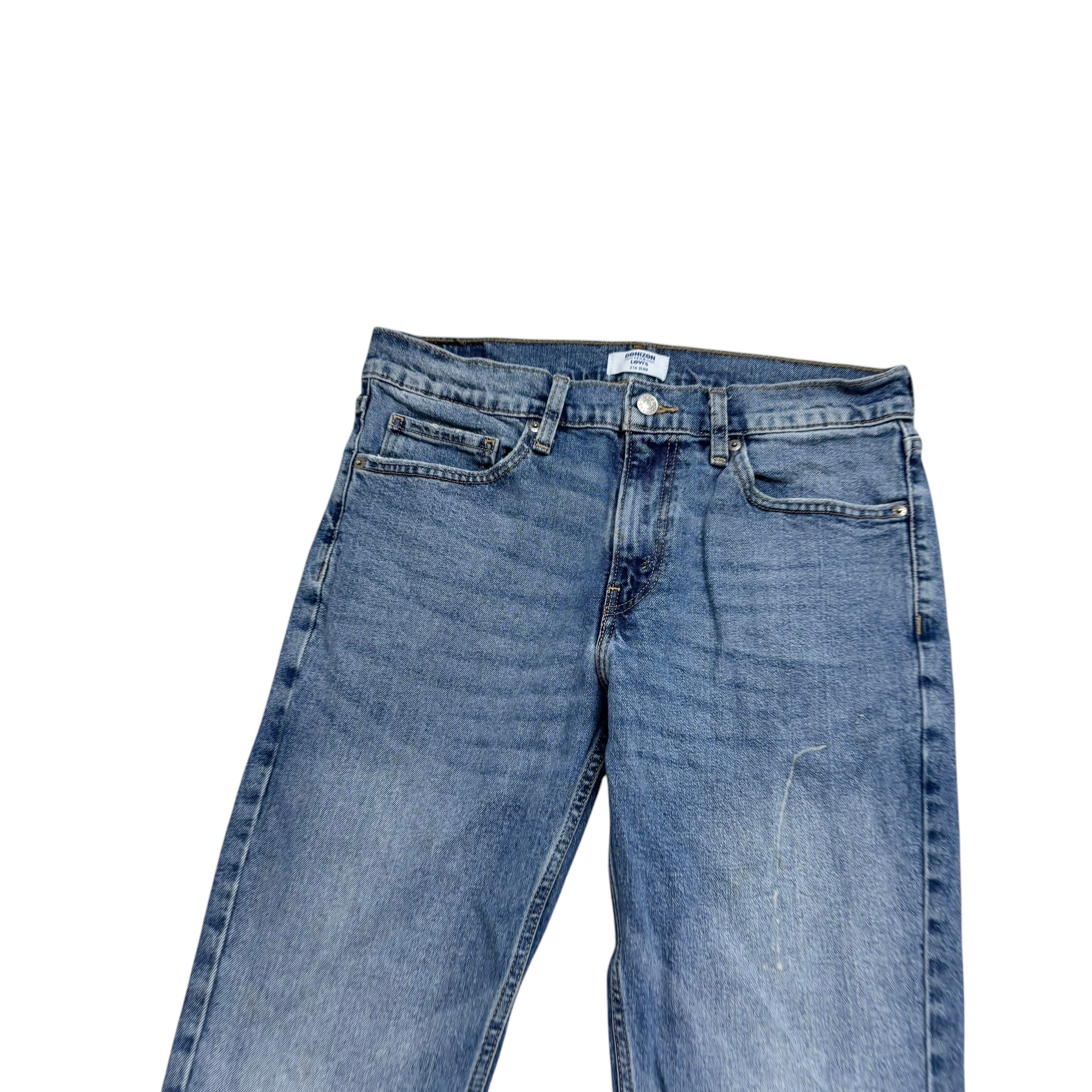 Levis Denizen Jeans W32 L31 Mens Mid Blue Slim Fit Stretch Denim (F)