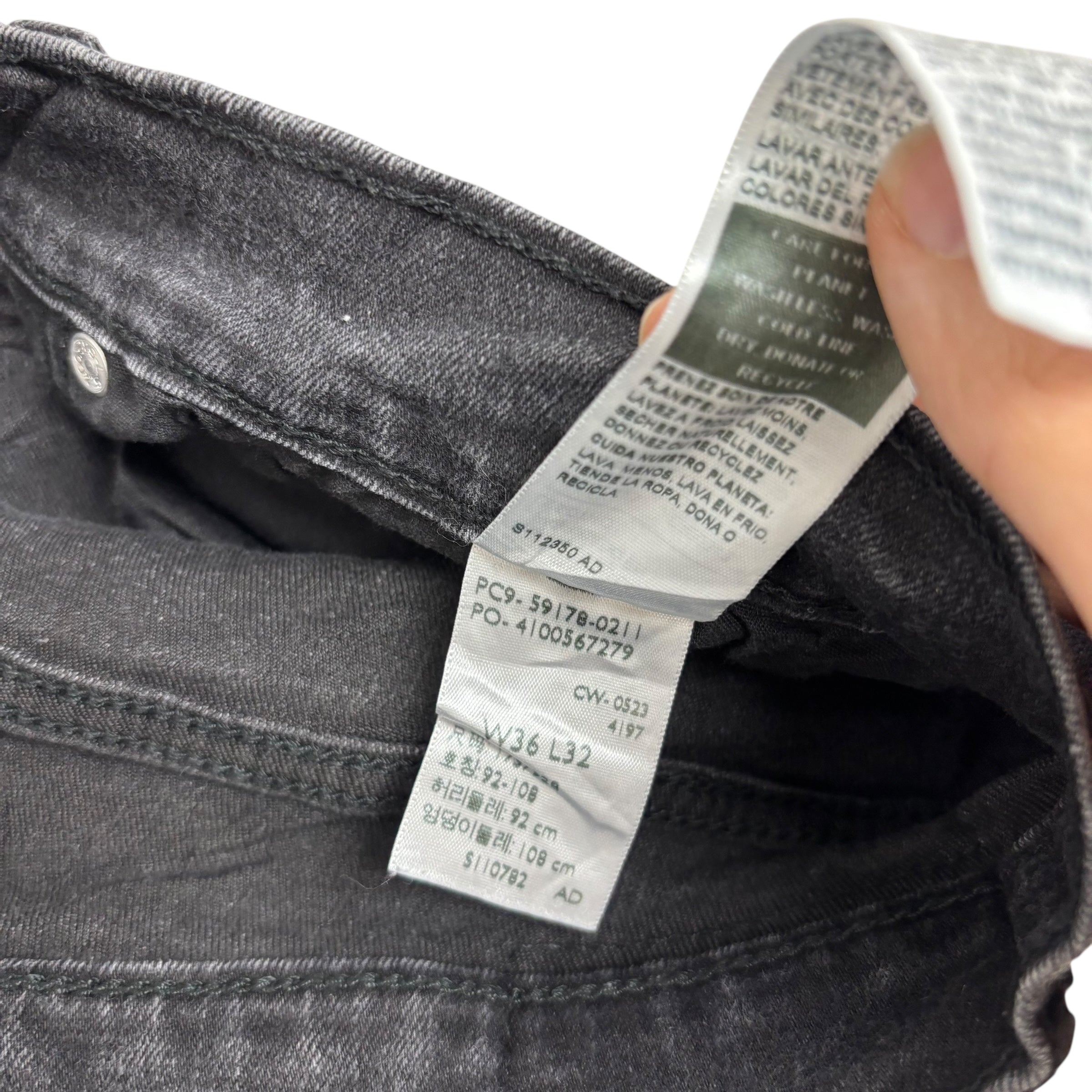 Levis Signature Jeans W36 L32 Mens Black Slim Fit Stretch Denim (E)