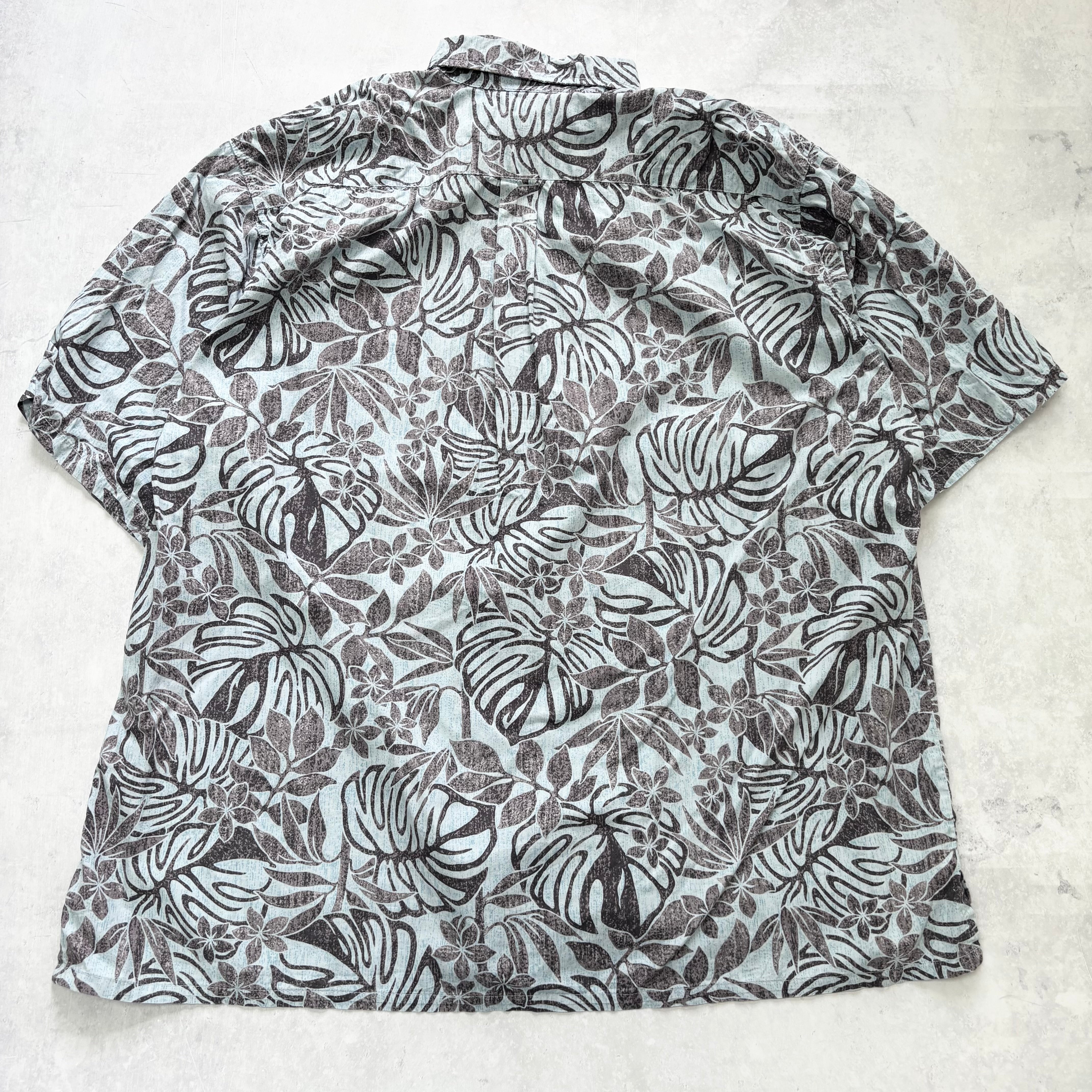 Vintage Hawaiian Shirt Mens XL Blue Floral Aloha Short Sleeve Cotton (E)