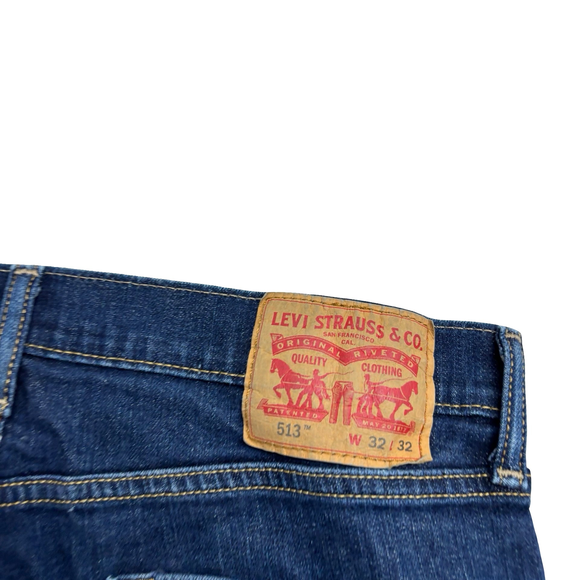 Levis 513 Jeans W32 L32 Mens Dark Blue Slim Straight Fit Stretch Denim (E)