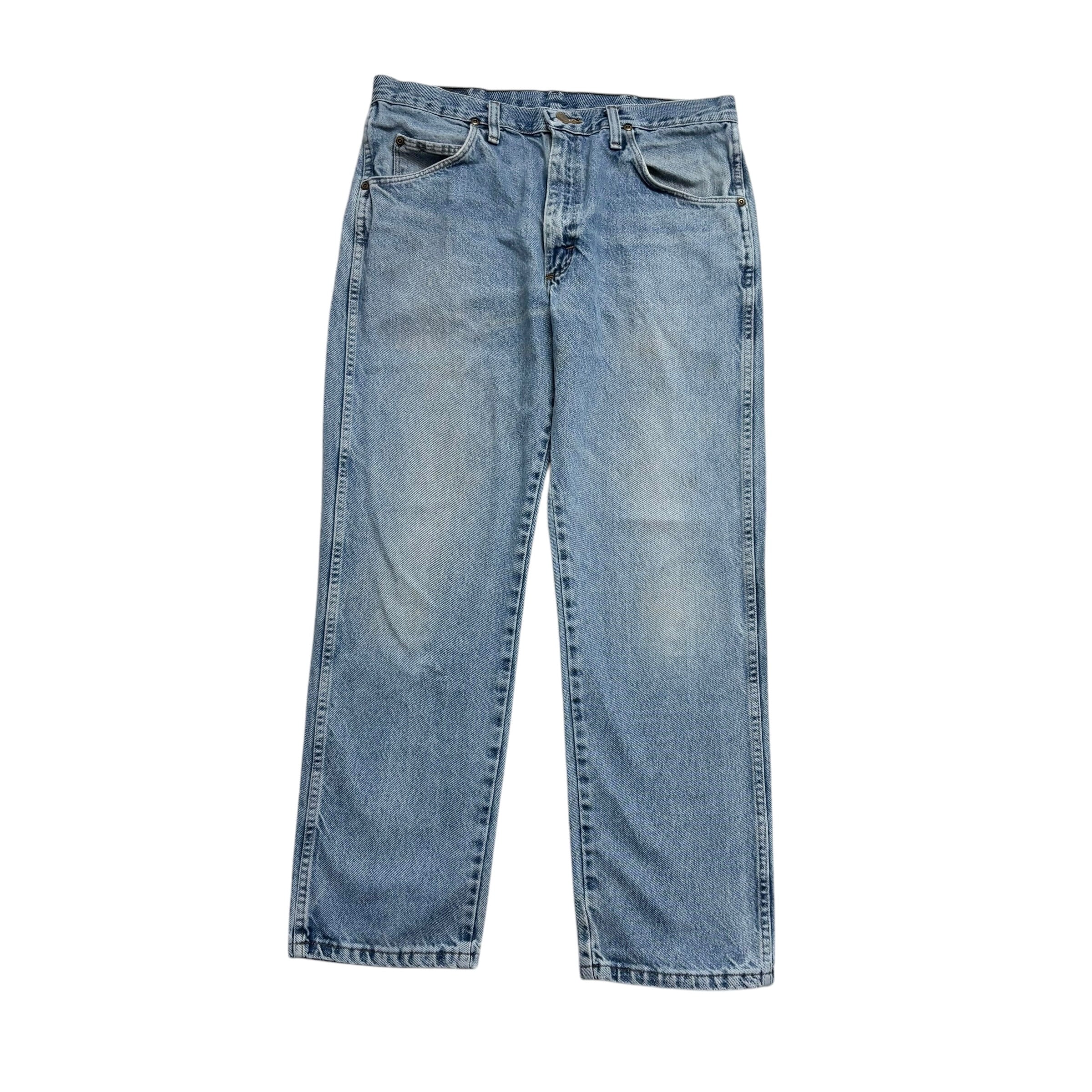 Wrangler Jeans W34 L29 Mens Light Blue Regular Straight Fit Vintage Denim (F)