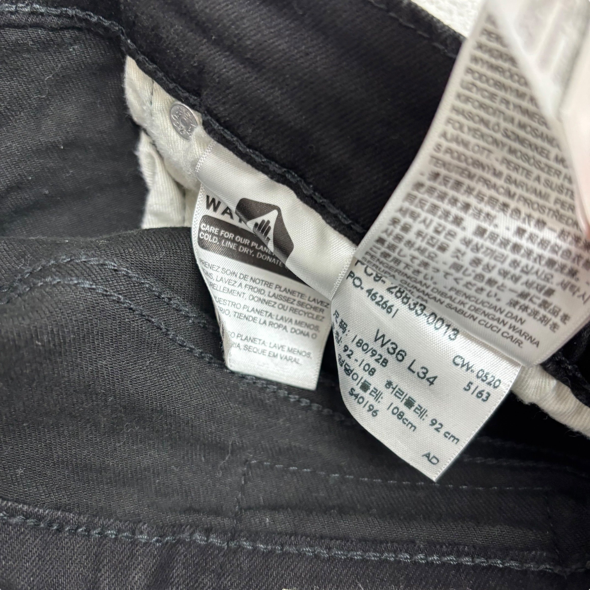 Levis 512 Jeans W34 L33 Mens Black Slim Tapered Fit Stretch Premium Denim (E)