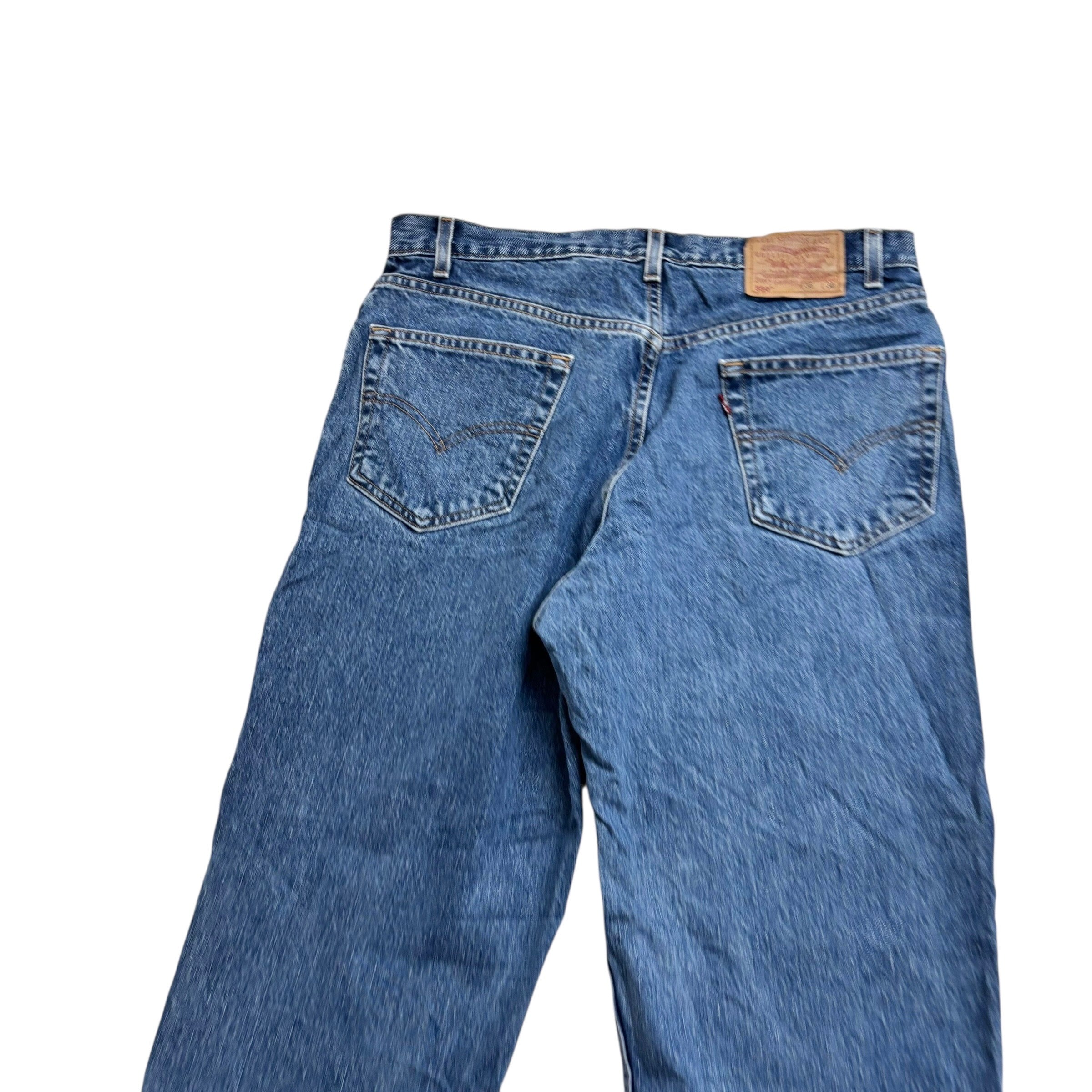 Levis 550 Jeans W35 L30 Mens Mid Blue Relaxed Straight Fit Vintage Denim (E)