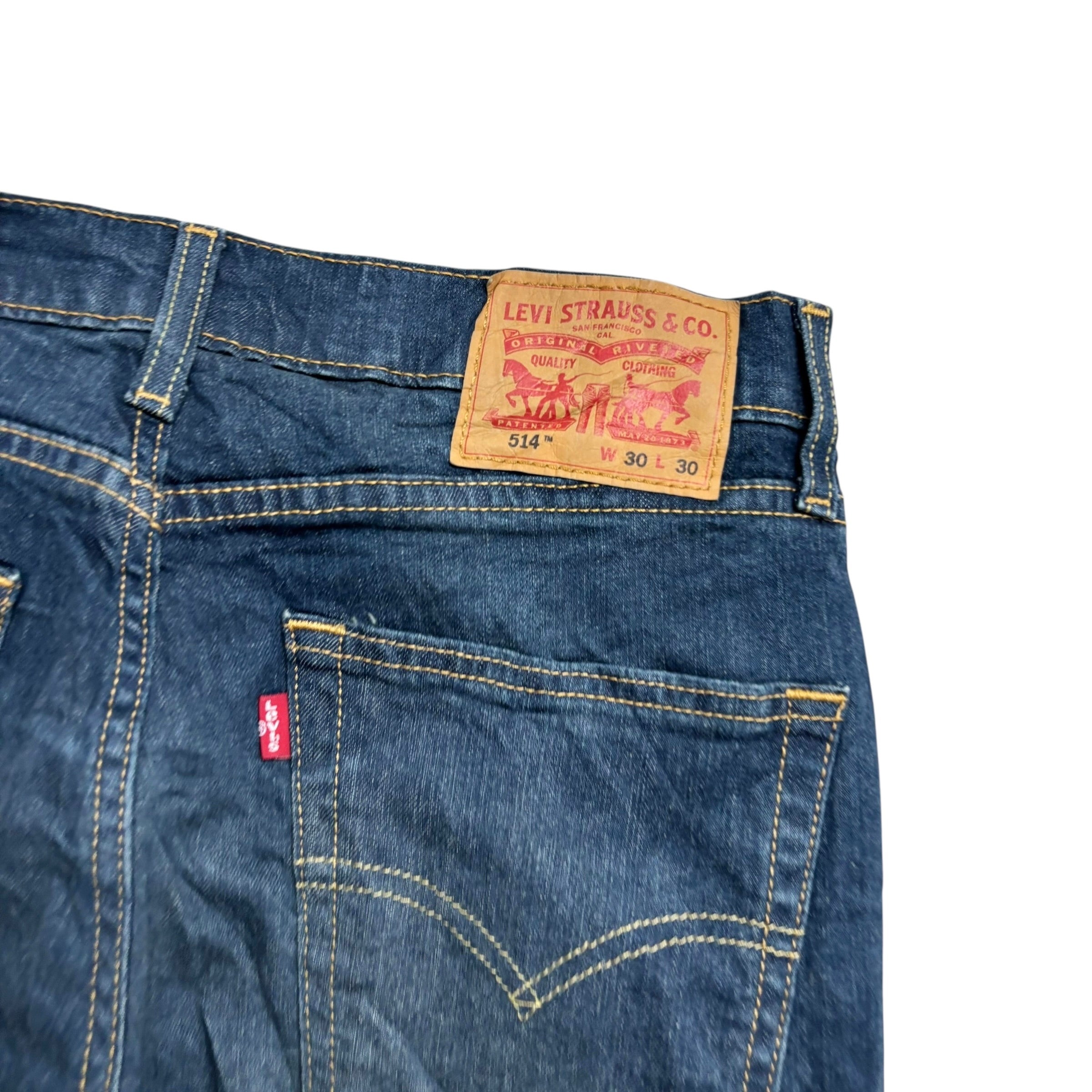 Levis 514 Jeans W30 L30 Mens Dark Blue Regular Straight Fit Stretch Denim (E)