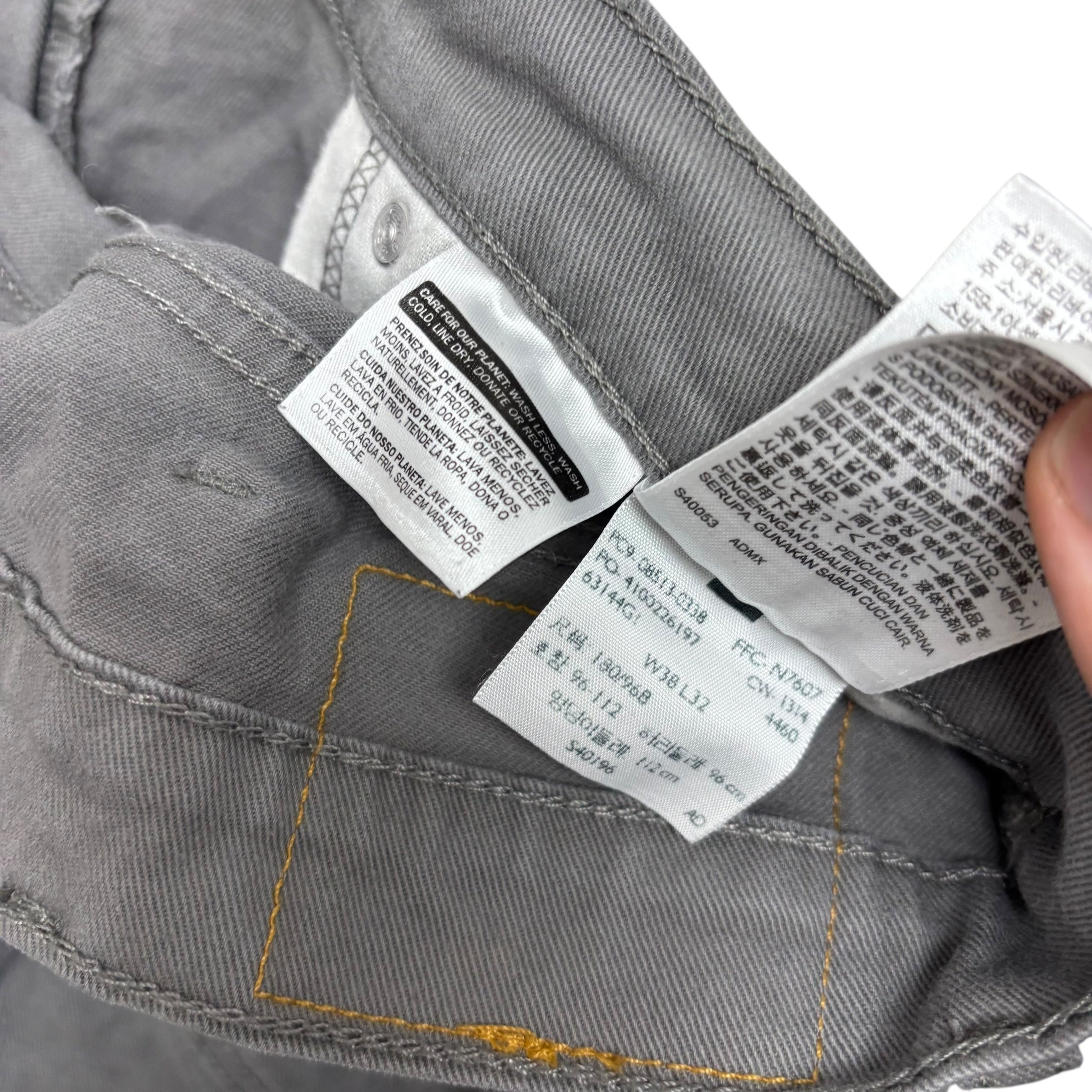 Levis 513 Jeans W38 L32 Mens Grey Slim Straight Fit Stretch Denim (E)