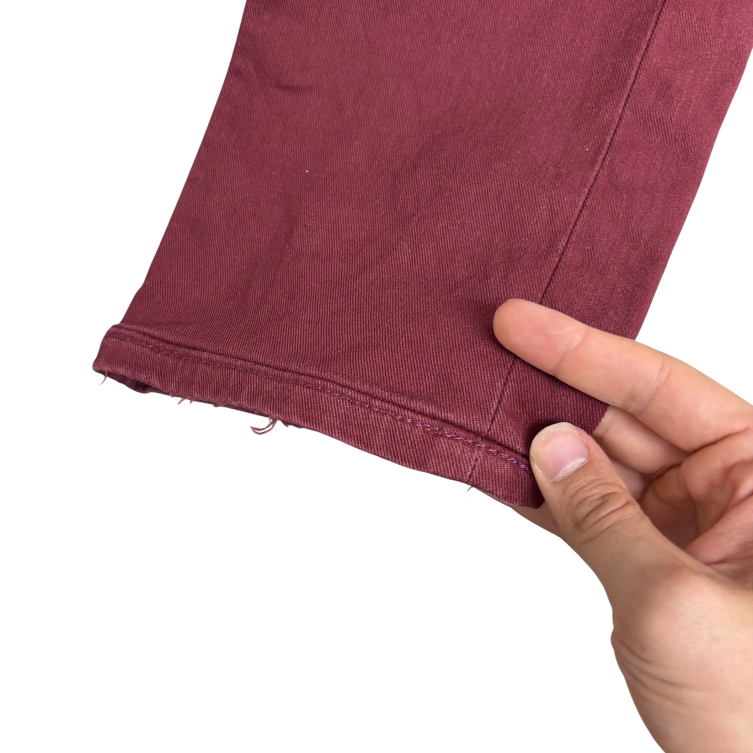 Levis 514 Jeans W30 L29 Mens Burgundy Slim Straight Fit Stretch Denim