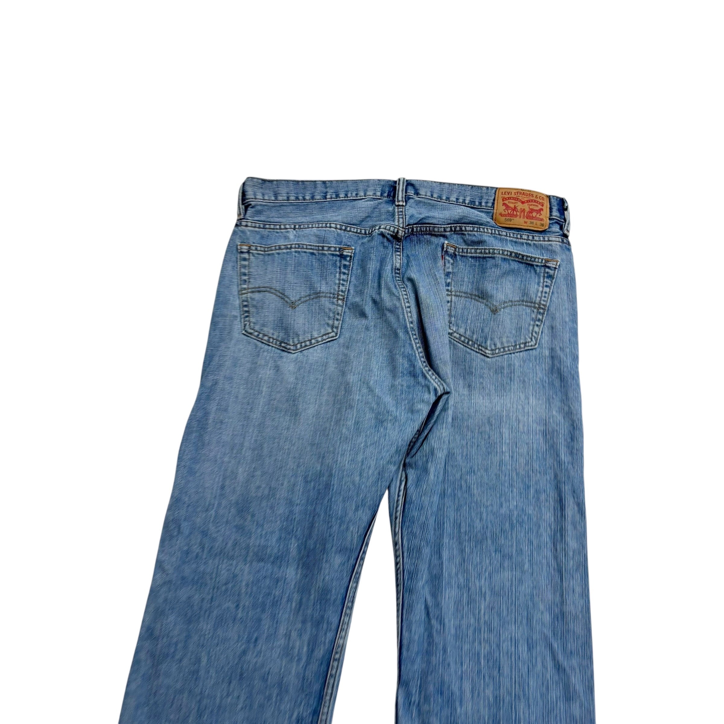 Levis 569 Jeans W36 L36 Mens Light Blue Baggy Relaxed Straight Fit Denim (E)