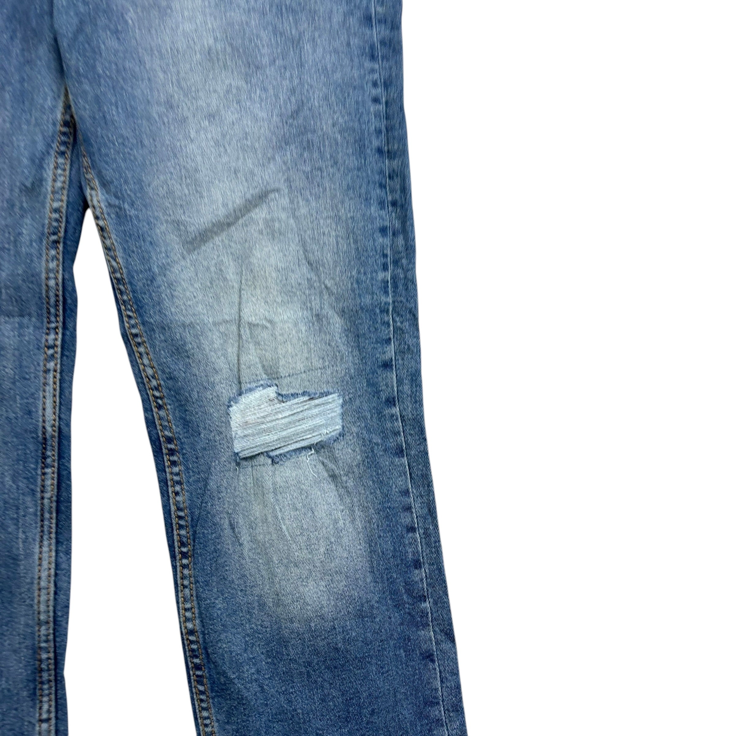 Levis Signature Jeans W32 L30 Mens Mid Blue Distressed Slim Fit Stretch (E)