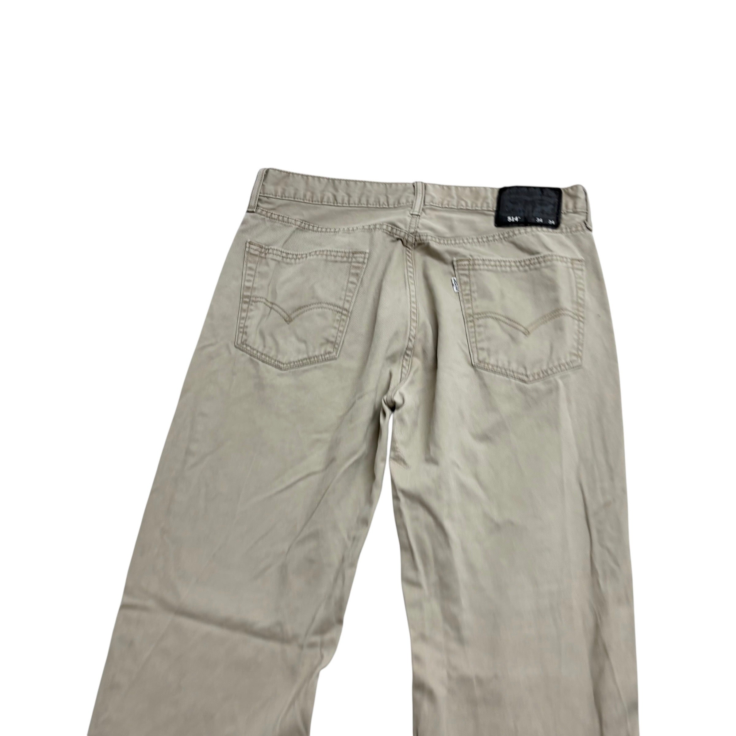 Levis 514 Trousers W33 L34 Mens Cream Regular Straight Fit Cotton Pants (E)