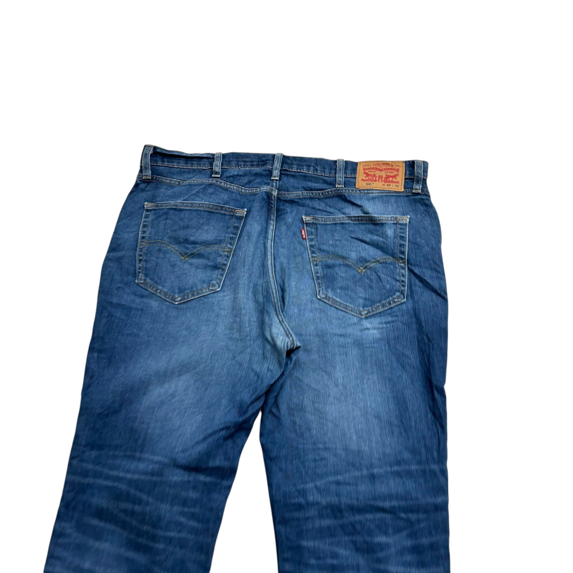 Levis 541 Jeans W40 L32 Mens Dark Blue Athletic Tapered Fit Stretch Denim