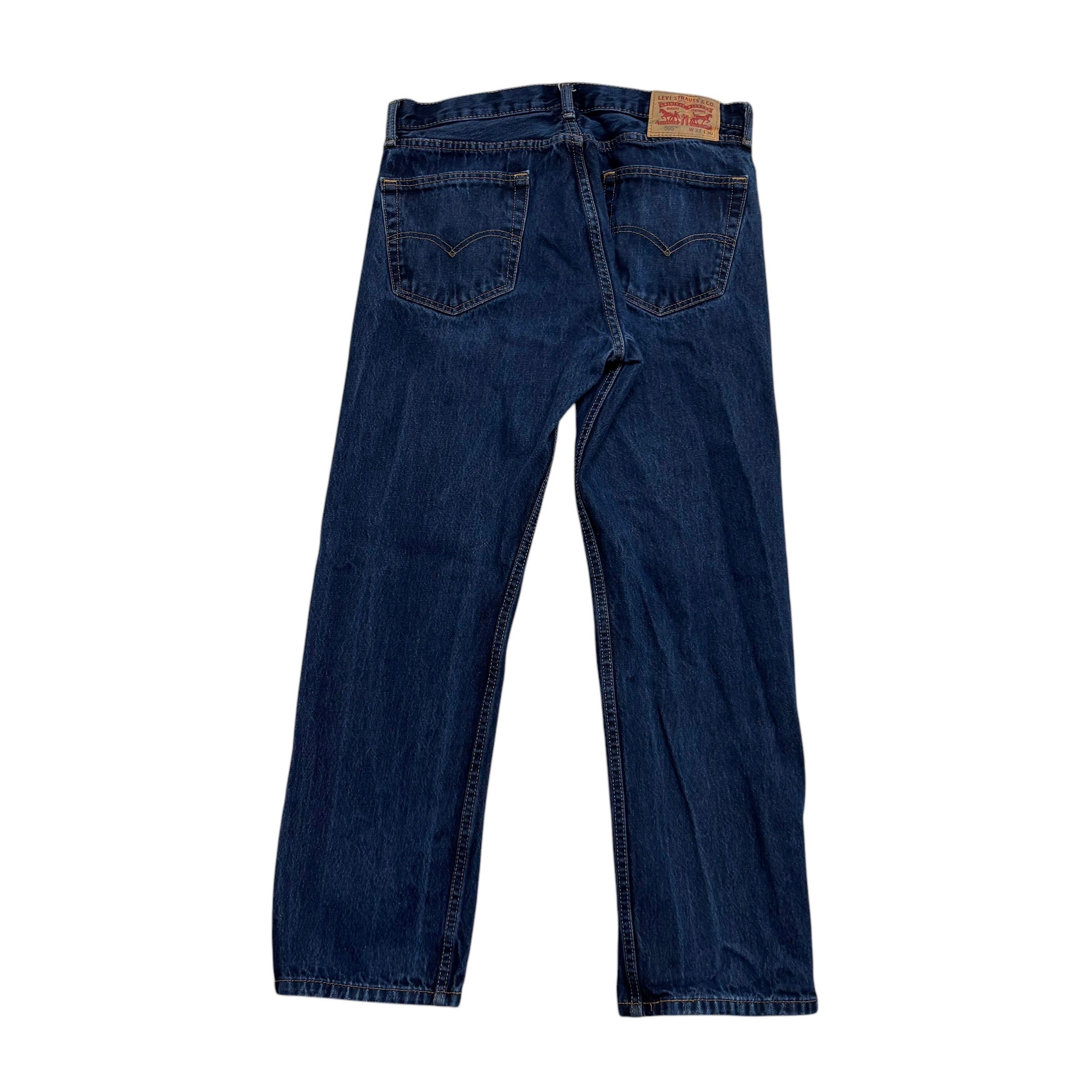 Levis 505 Jeans W33 L29 Mens Dark Blue Regular Straight Fit Denim