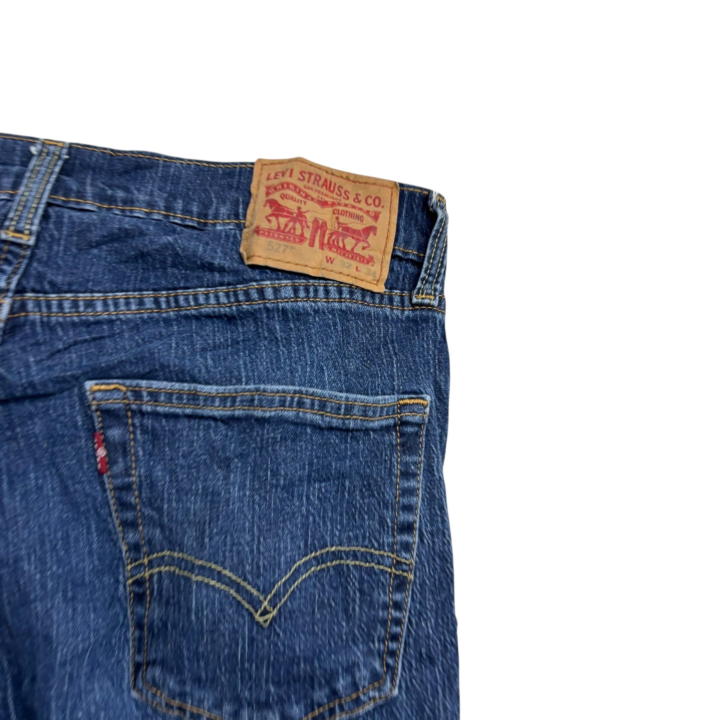 Levis 527 Jeans W32 L33 Mens Mid Blue Slim Bootcut Fit Stretch Denim