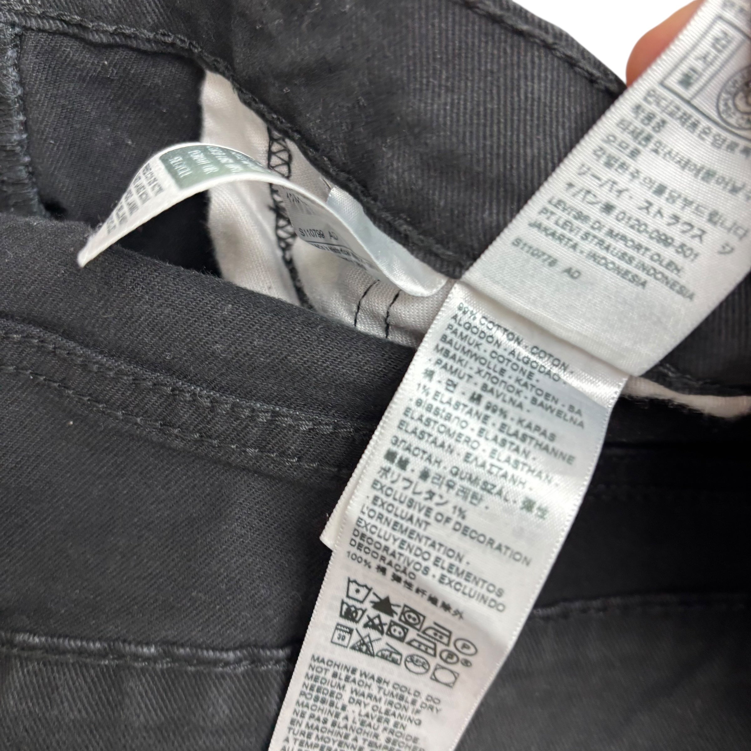 Levis 513 Jeans W34 L30 Mens Black Slim Straight Fit Stretch Denim (E)