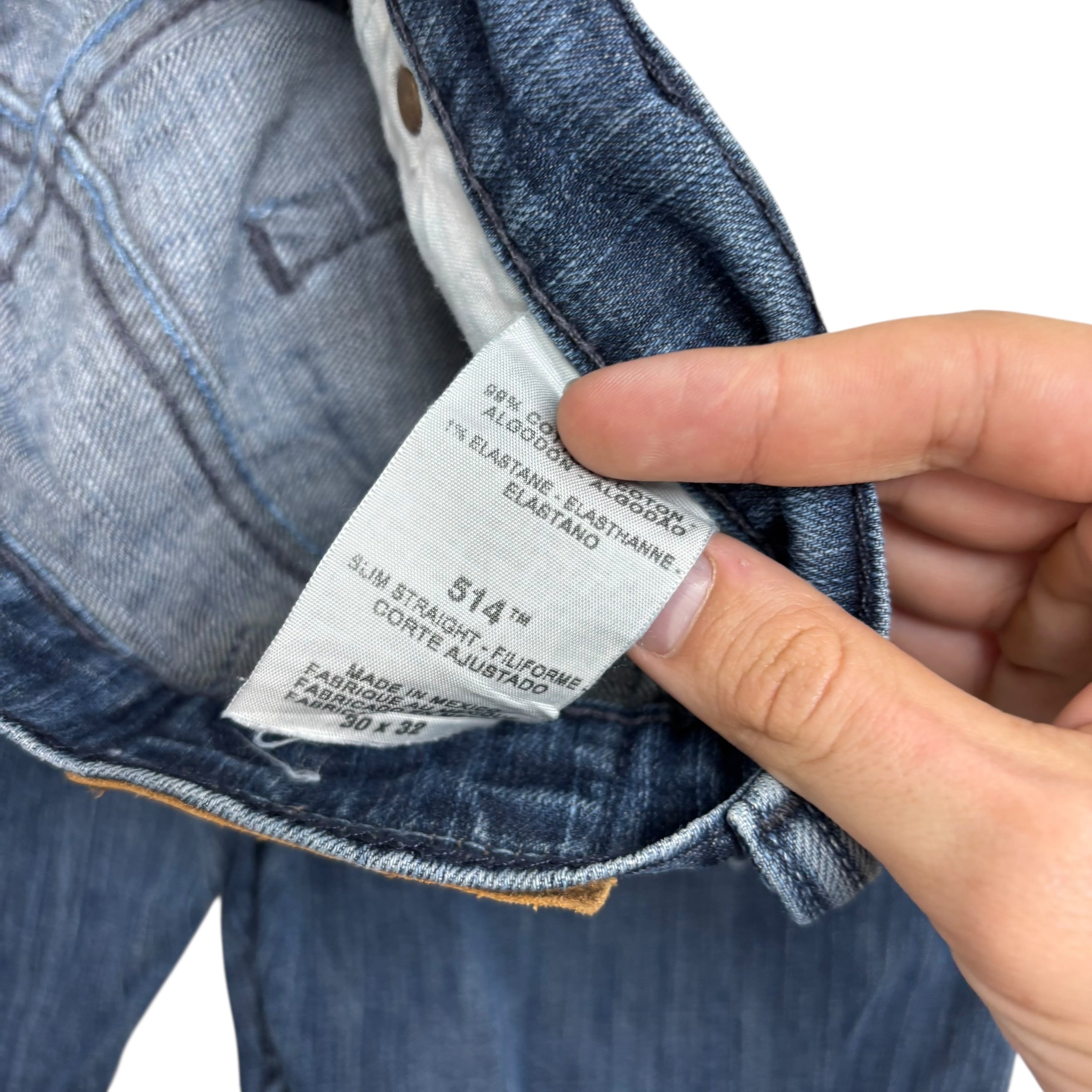 Levis 514 Jeans W30 L32 Mens Dark Blue Slim Straight Fit Stretch Denim