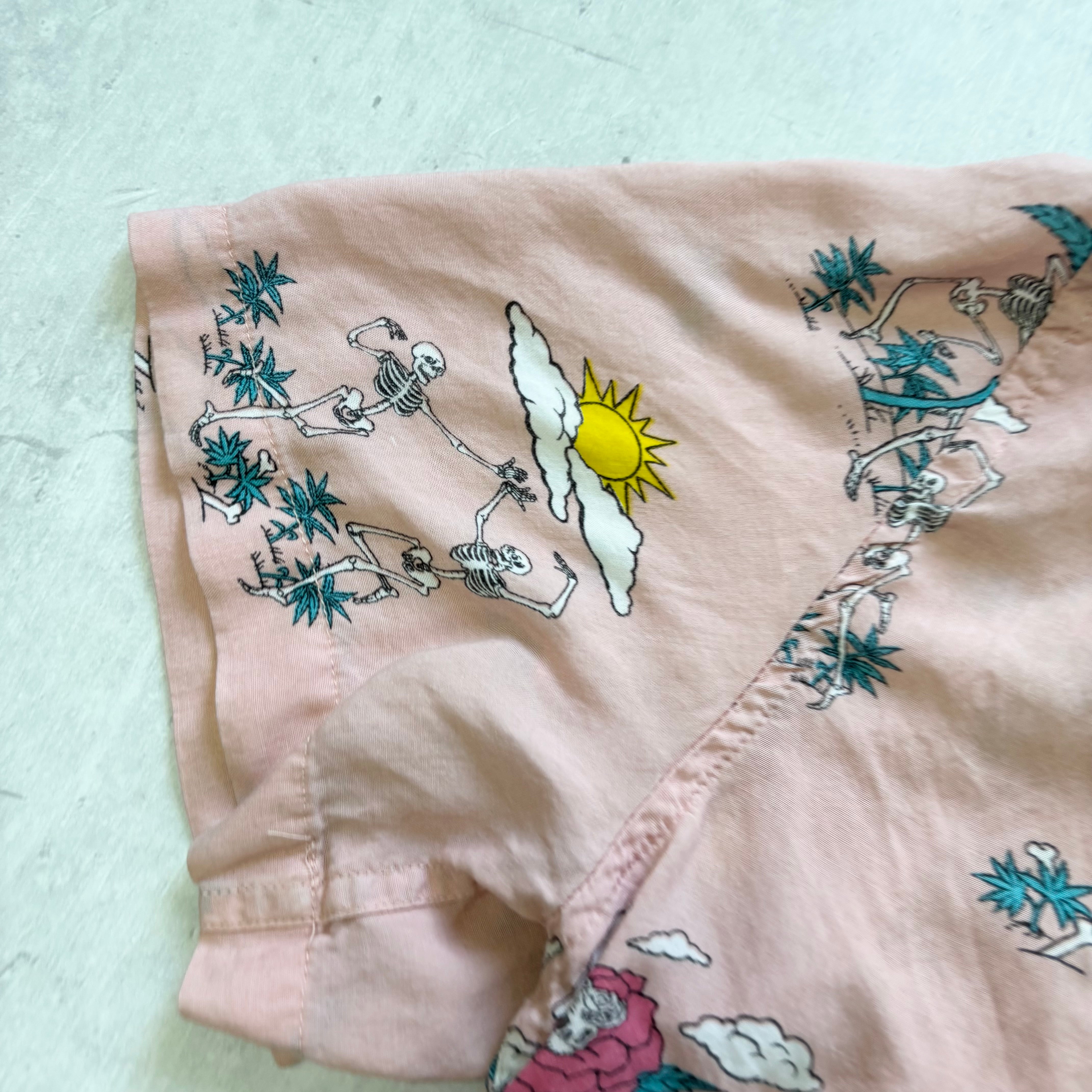 Hawaiian Shirt Mens Small Pink Floral Aloha Short Sleeve Viscose (E)