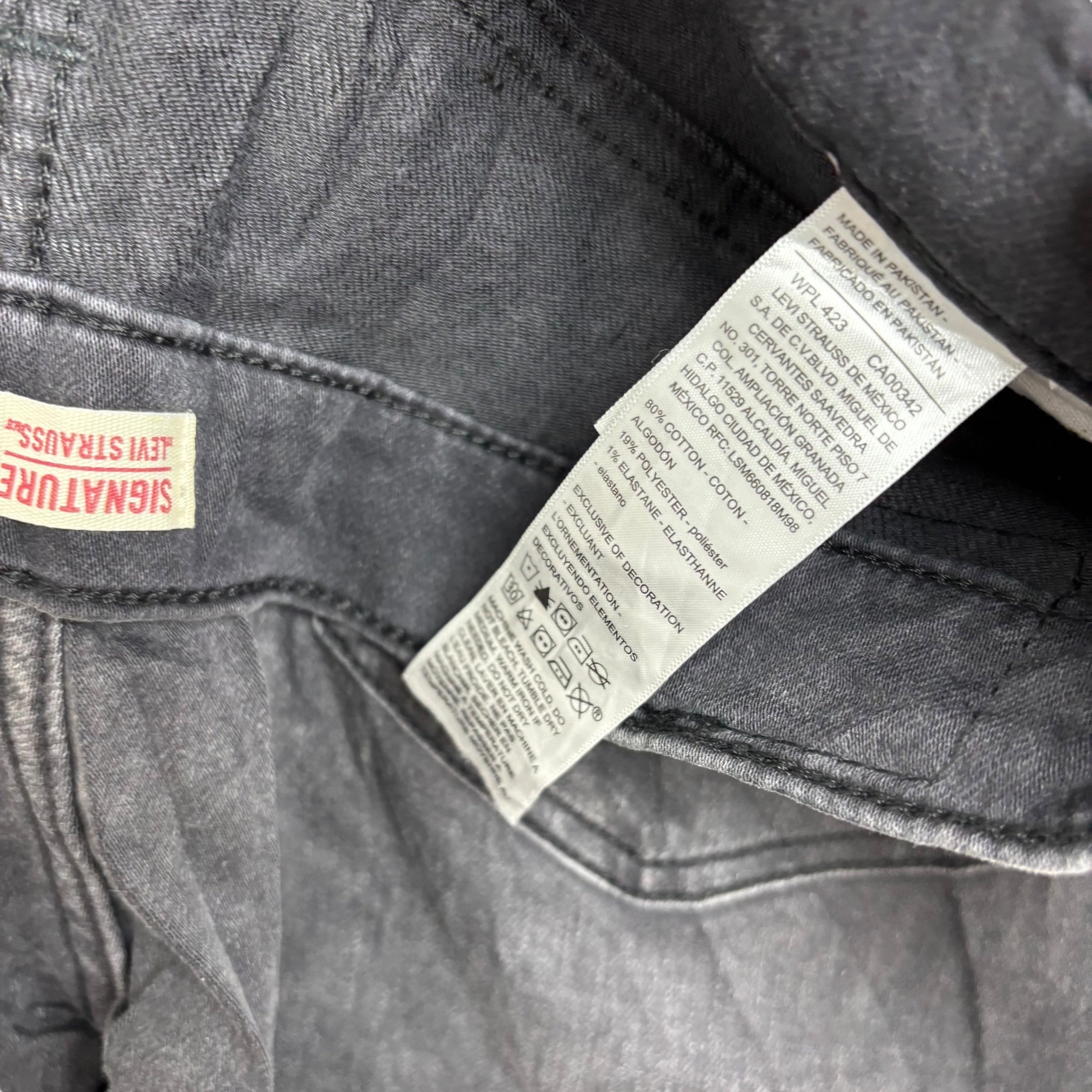 Levis Signature Jeans W33 L32 Mens Black Slim Straight Fit Stretch Denim (F)