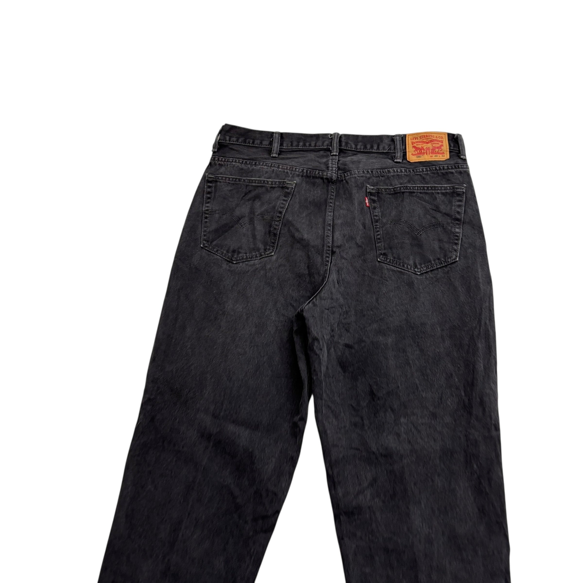 Levis 560 Jeans W40 L32 Mens Black Baggy Relaxed Comfort Fit Denim (E)