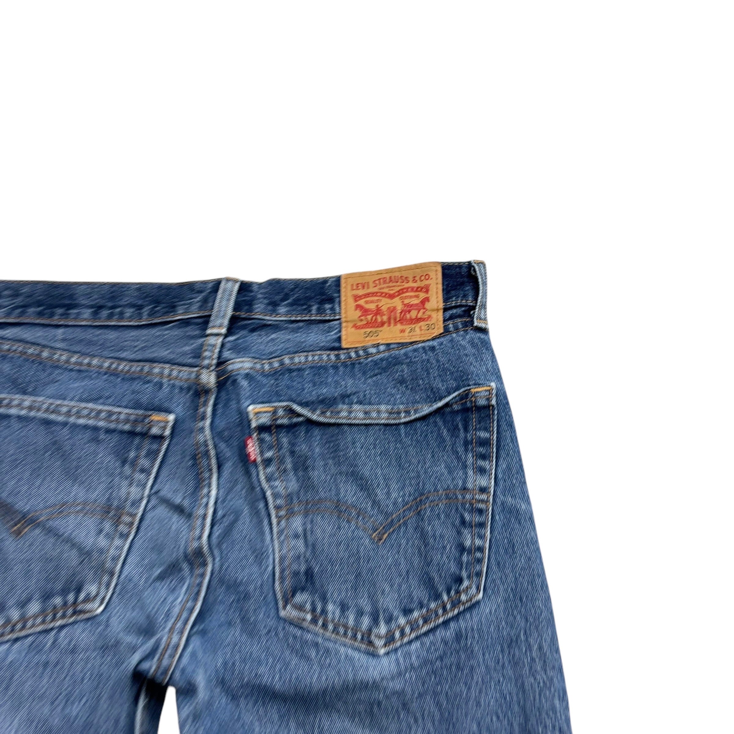 Levis 505 Jeans W31 L30 Mens Mid Blue Regular Straight Fit Denim (F)