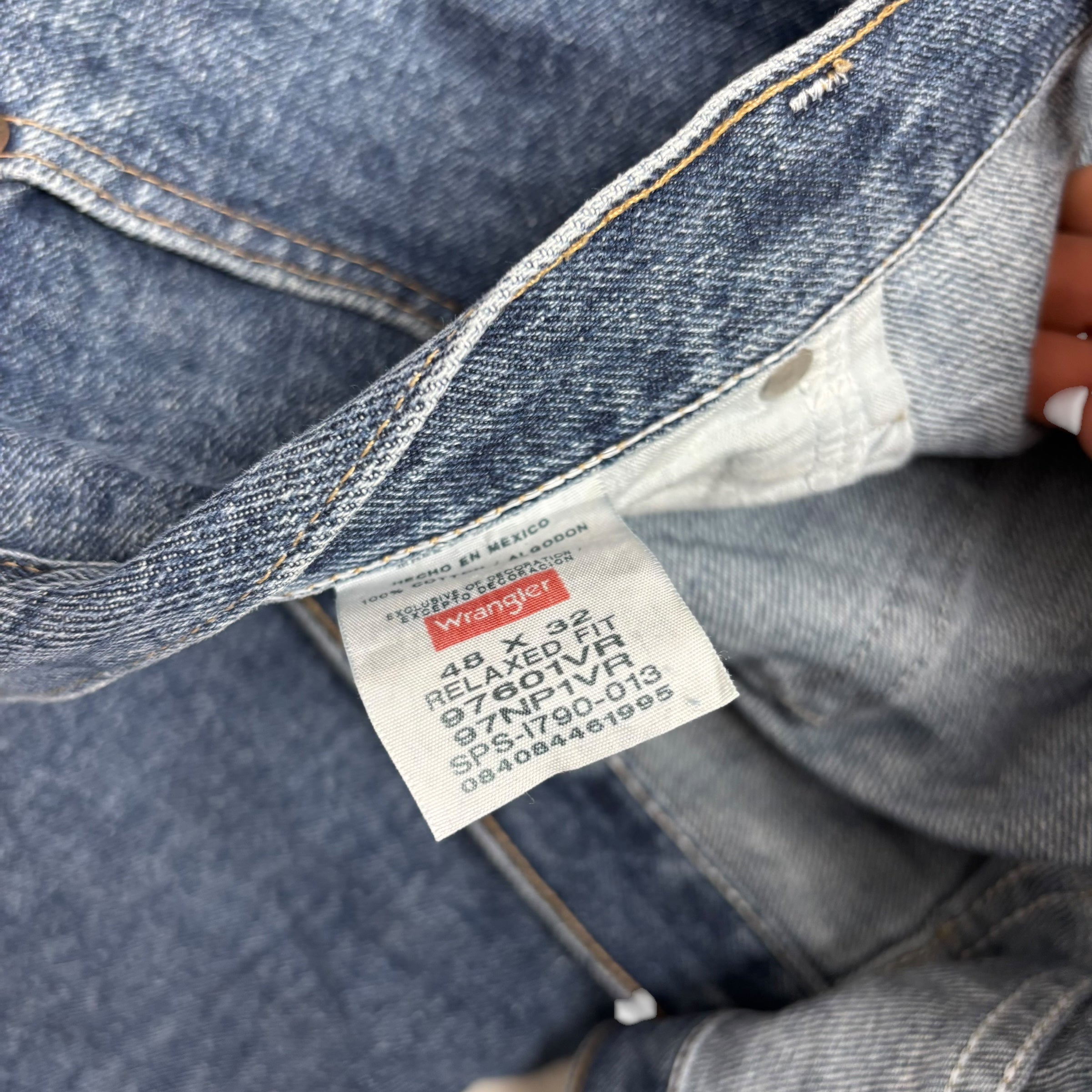 Wrangler Jeans W50 L32 Mens Mid Blue Relaxed Straight Fit Baggy Denim (E)