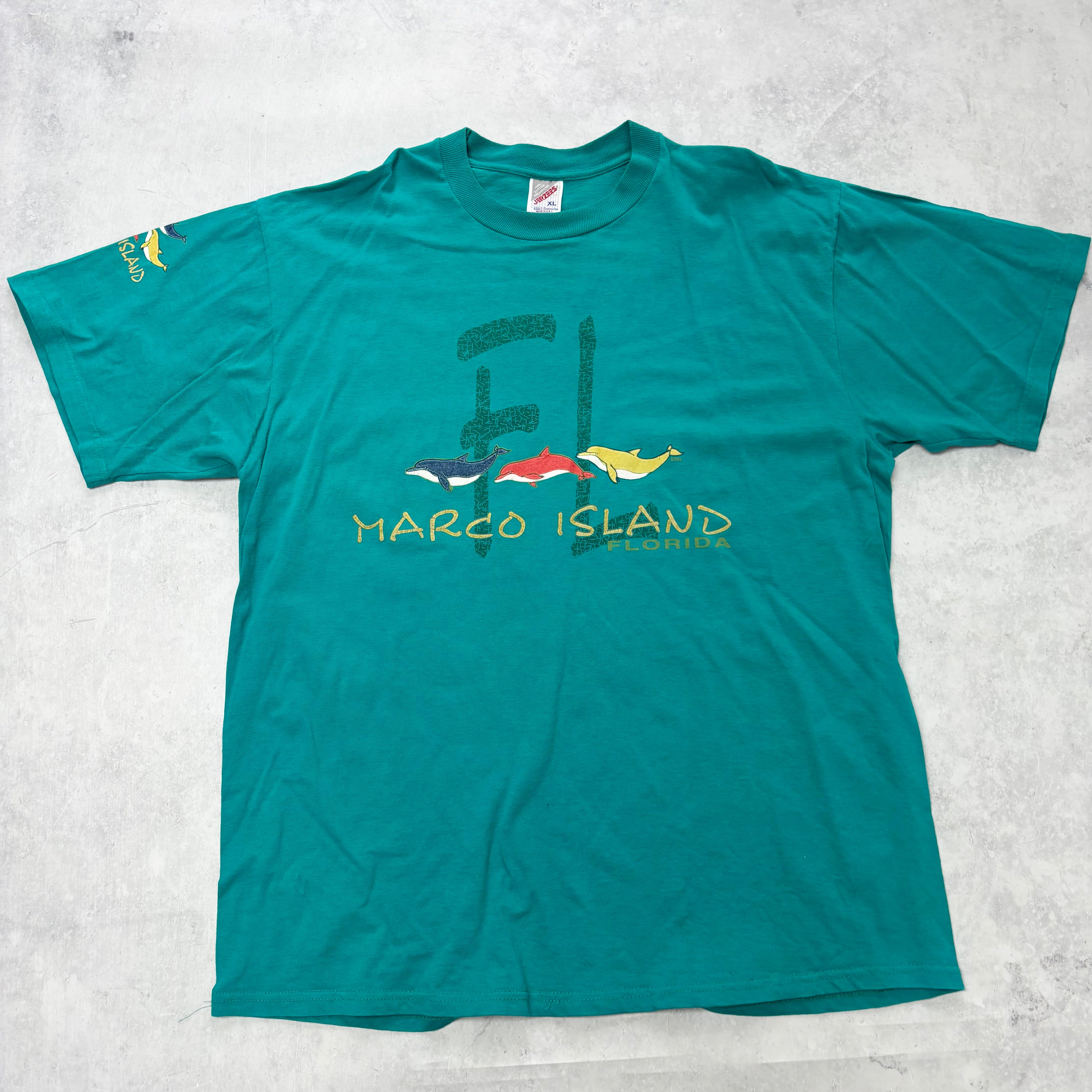 Vintage T Shirt Mens XL Turquoise Blue Graphic Print 90s Tourist (E)