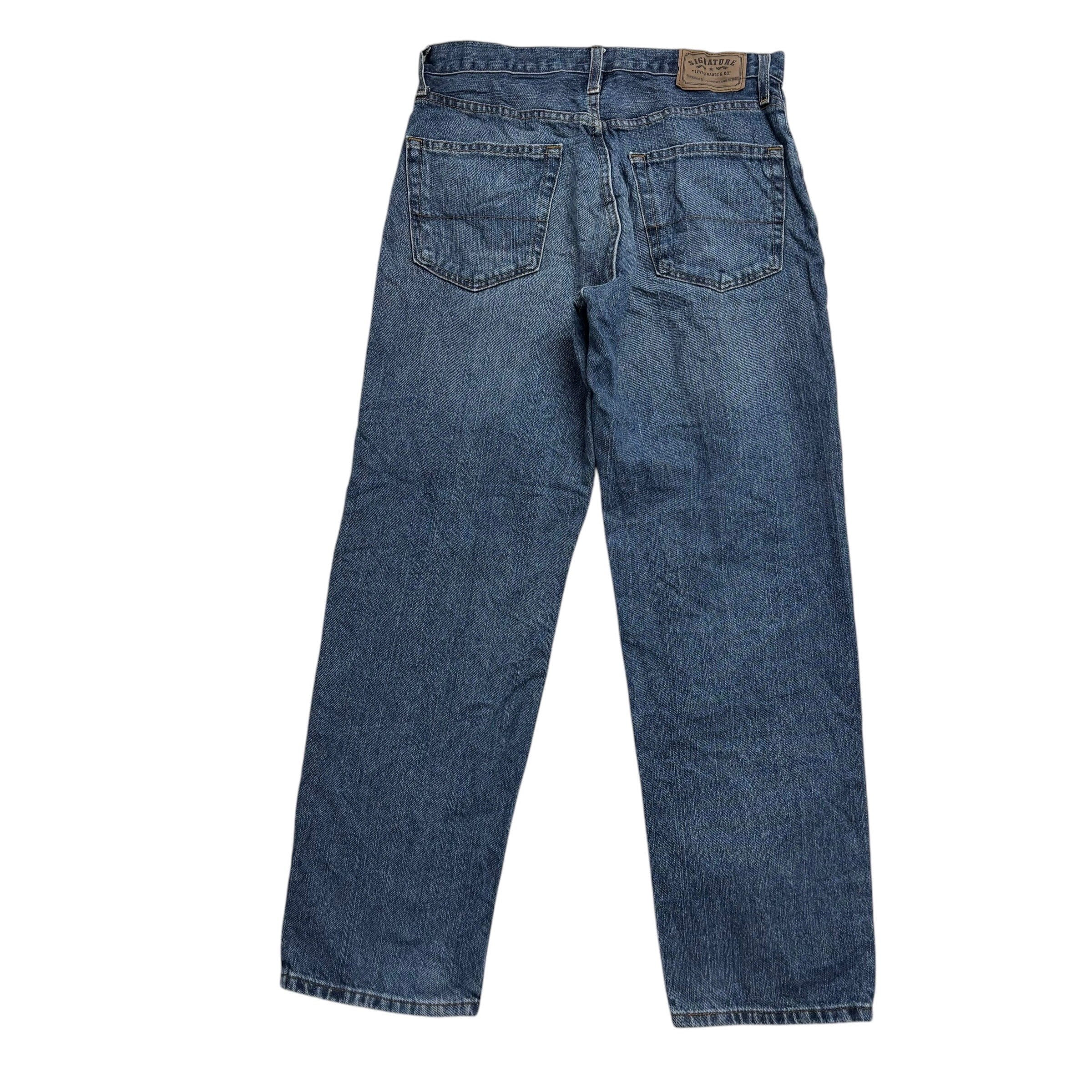 Levis Signature Jeans W32 L30 Mens Mid Blue Relaxed Straight Fit Vintage (E)