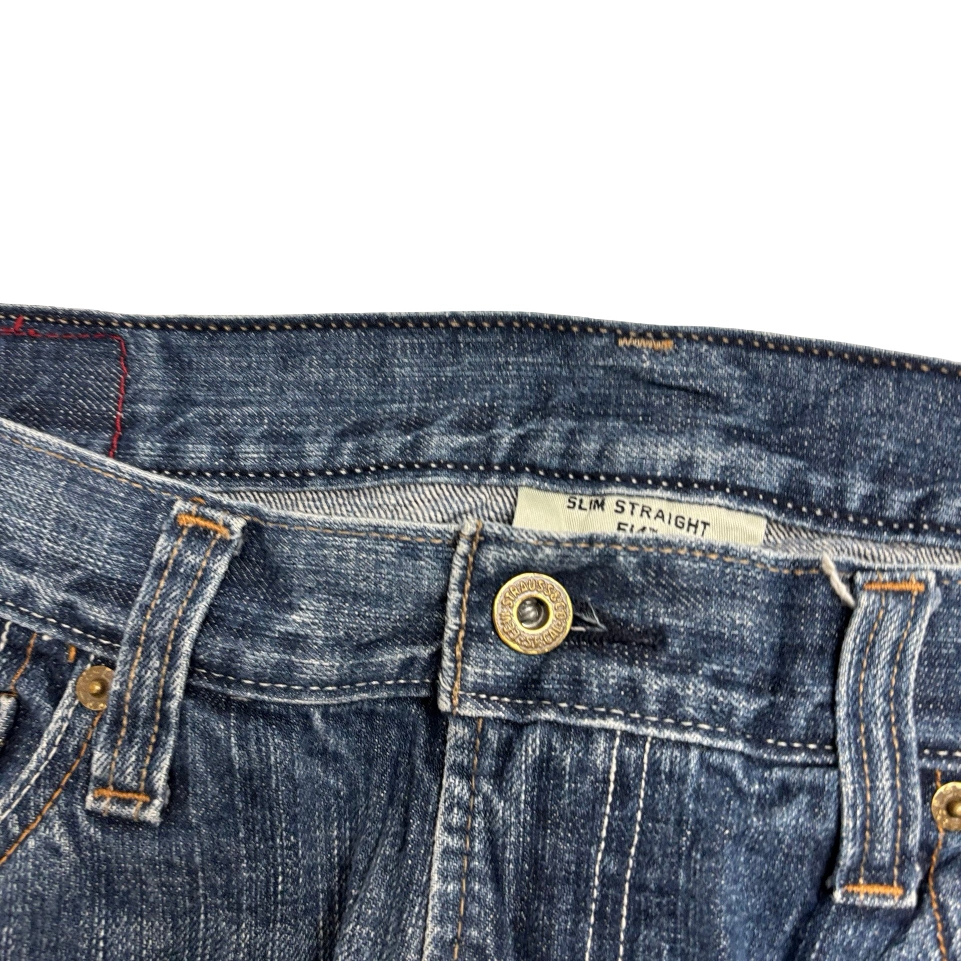 Levis 514 Jeans W34 L32 Mens Mid Blue Regular Straight Fit Vintage Denim (F)