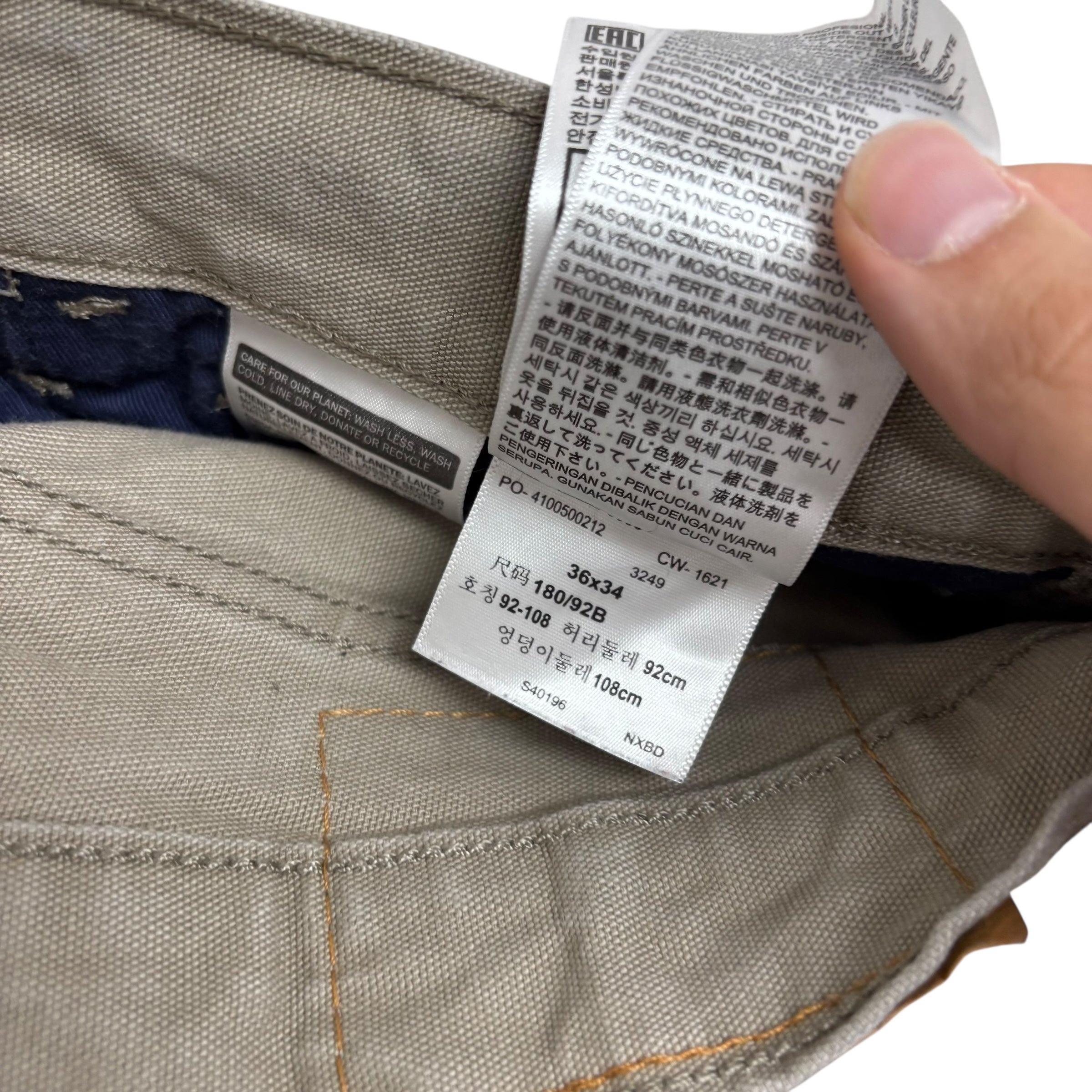 Levis Workwear Jeans W36 L34 Mens Beige Stone Regular Straight Fit Stretch Denim